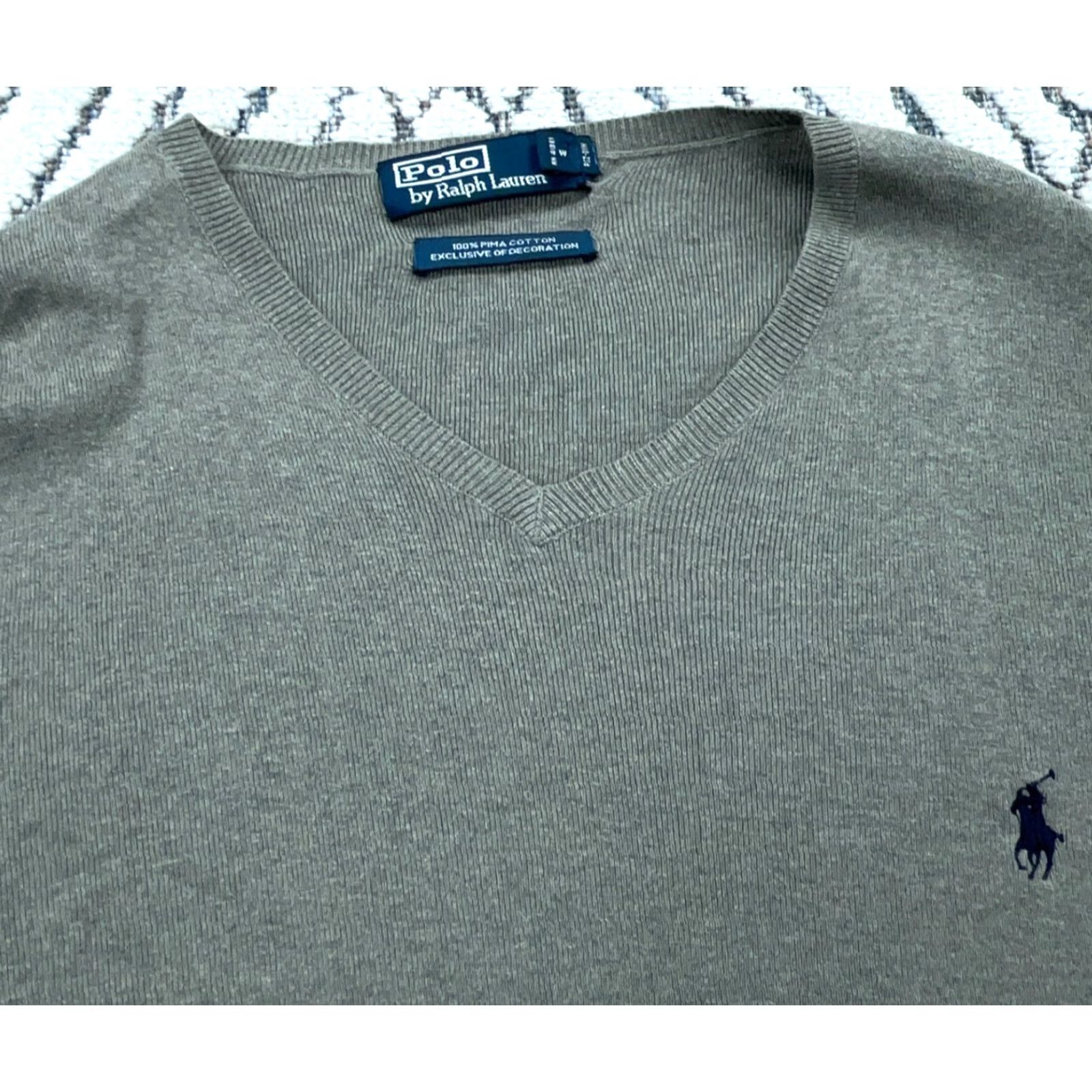 Polo Ralph Lauren VINTAGE Polo Ralph Lauren Sweater Shirt XL Gray Striped Knit Pullover Men XL Gray Polo Logo 90s Theme Mens Size US XL / EU 56 / 4 - 2 Thumbnail