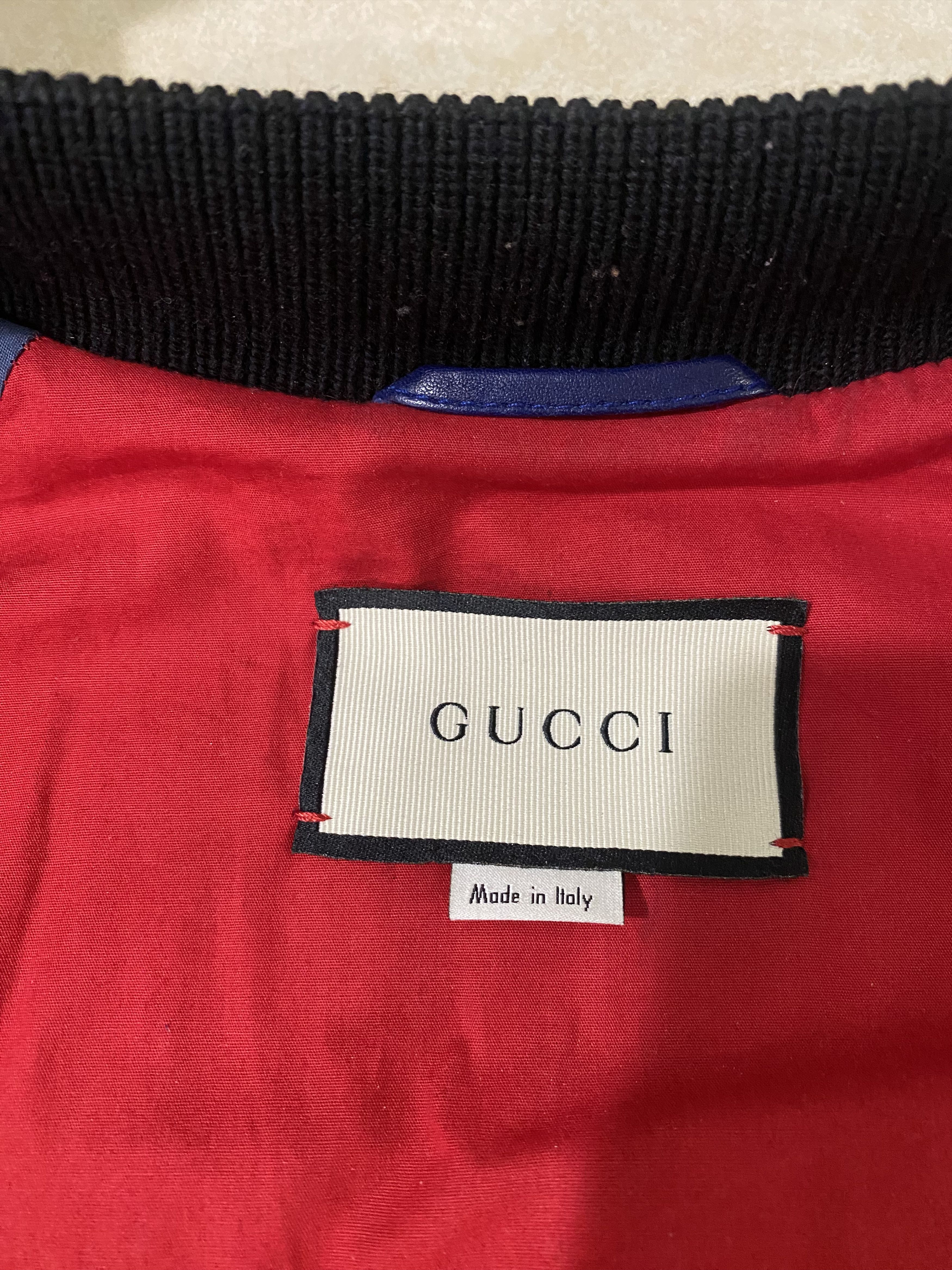 Gucci Gucci Leather Bomber Jacket with Bird and Pool Size US M / EU 48-50 / 2 - 7 Thumbnail