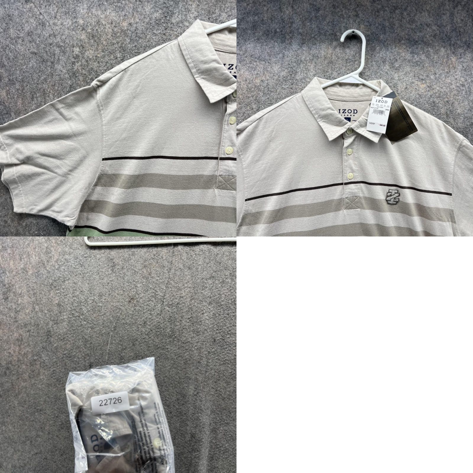 Izod Izod Polo Shirt Men Large Khaki Green Striped Polyester Mistletoe Golf Golfer Shirt Size US L / EU 52-54 / 3 - 9 Thumbnail