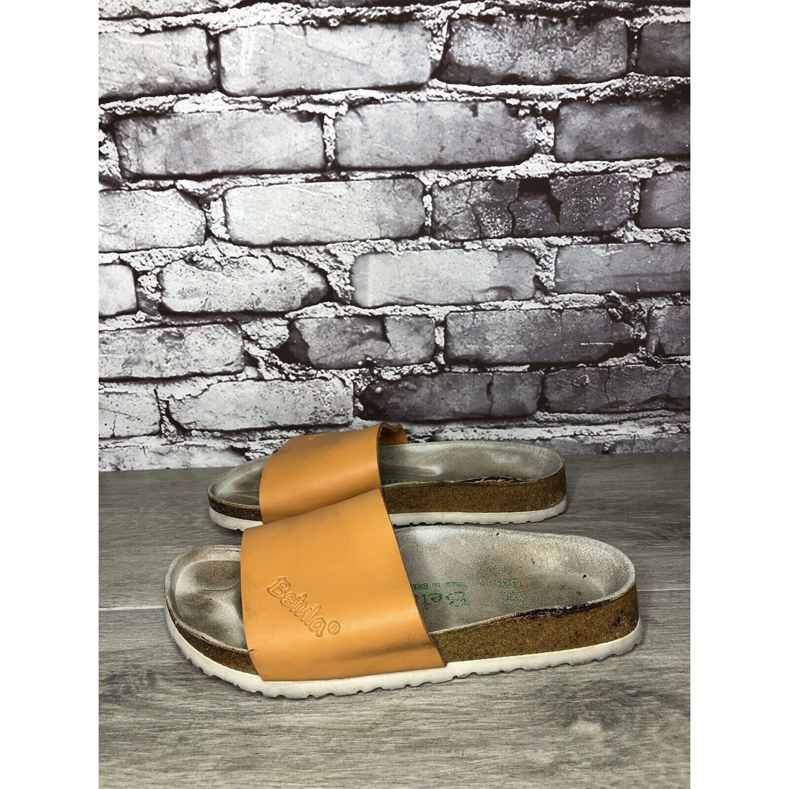Birkenstock Betula Birkenstock Orange Leather Cork Strap Slide Sandals W Size US 8.5 / IT 38.5 - 19 Thumbnail