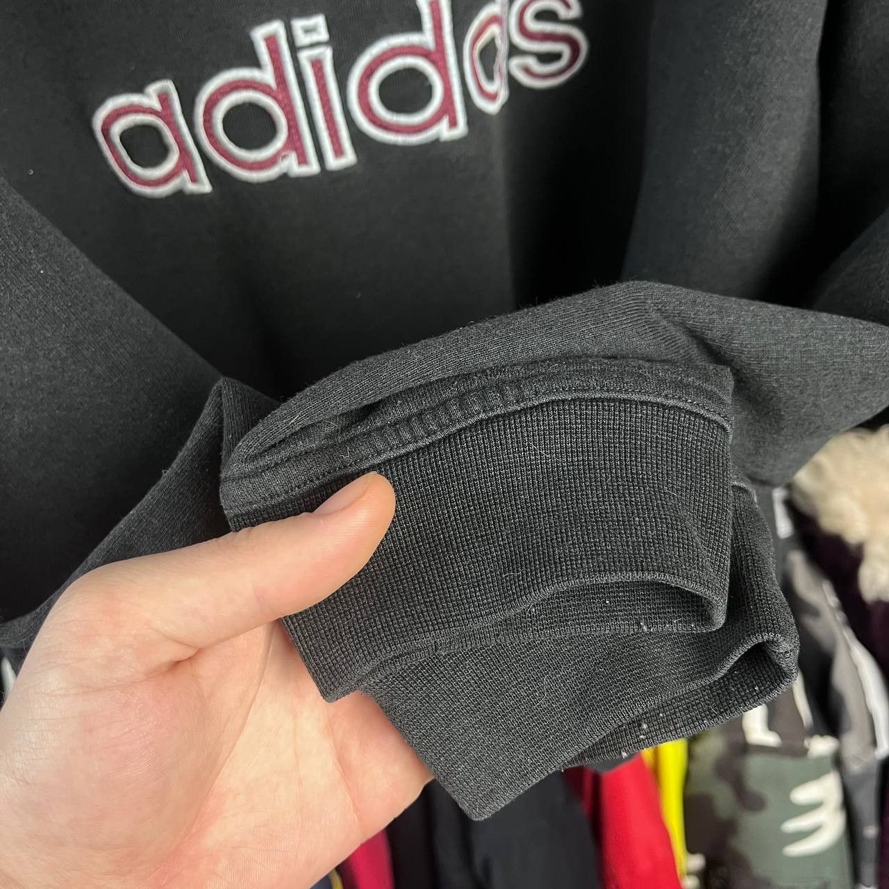 Adidas Vintage 90s Adidas Big Logo Sunfade Black/Red Sweatshirt Size US L / EU 52-54 / 3 - 6 Thumbnail