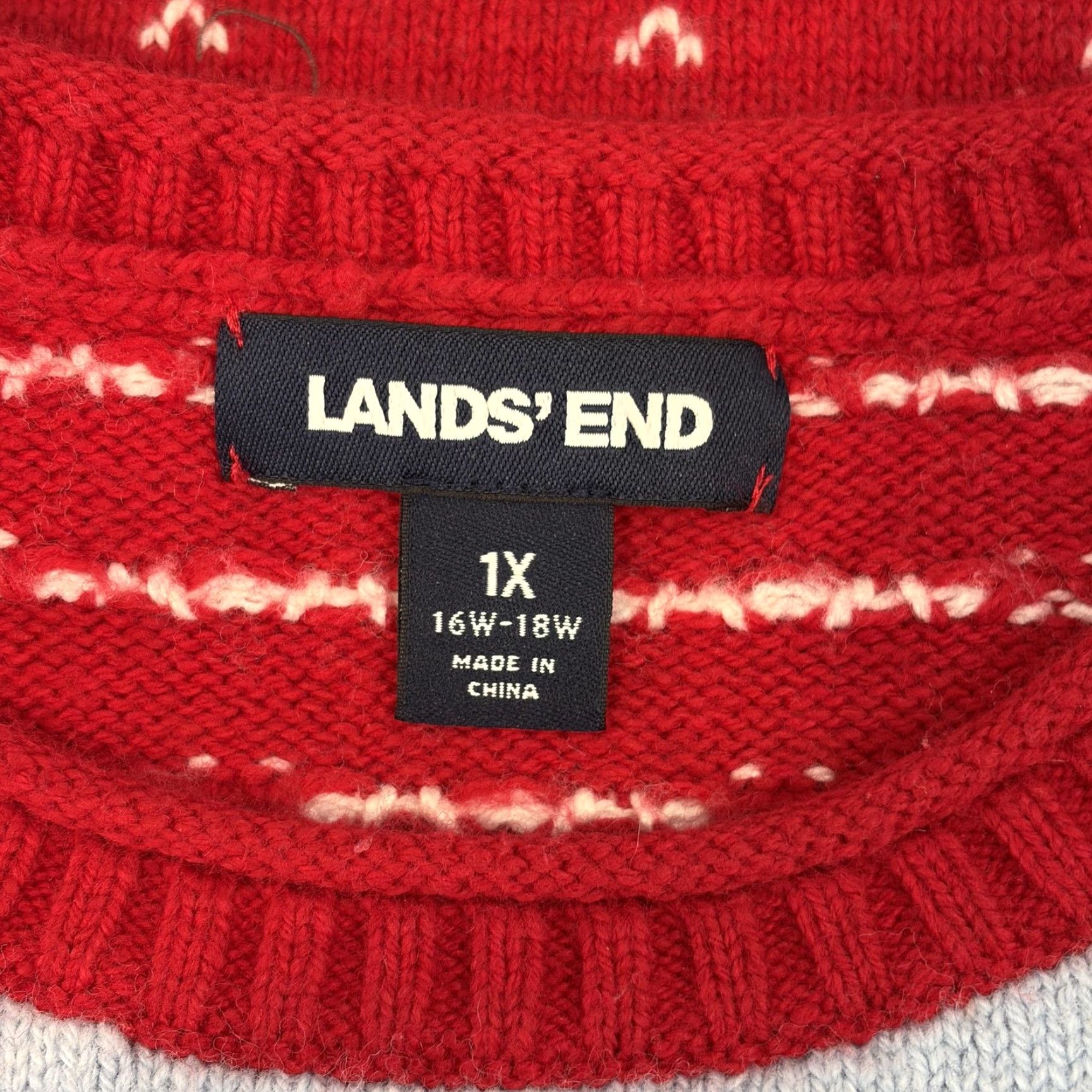 Lands' End Lands' End Sweater Womens 1X Red Fair Isle Ski Mountain Winter Pullover Size XL / US 12-14 / IT 48-50 - 2 Thumbnail