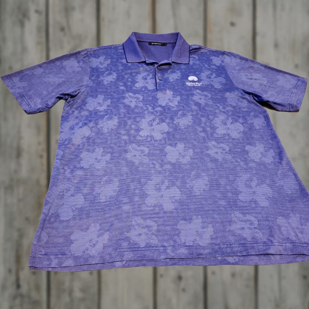 Bugatchi Polo Shirt Large Purple Short Sleeve Maui Hawaii Mens, Men's