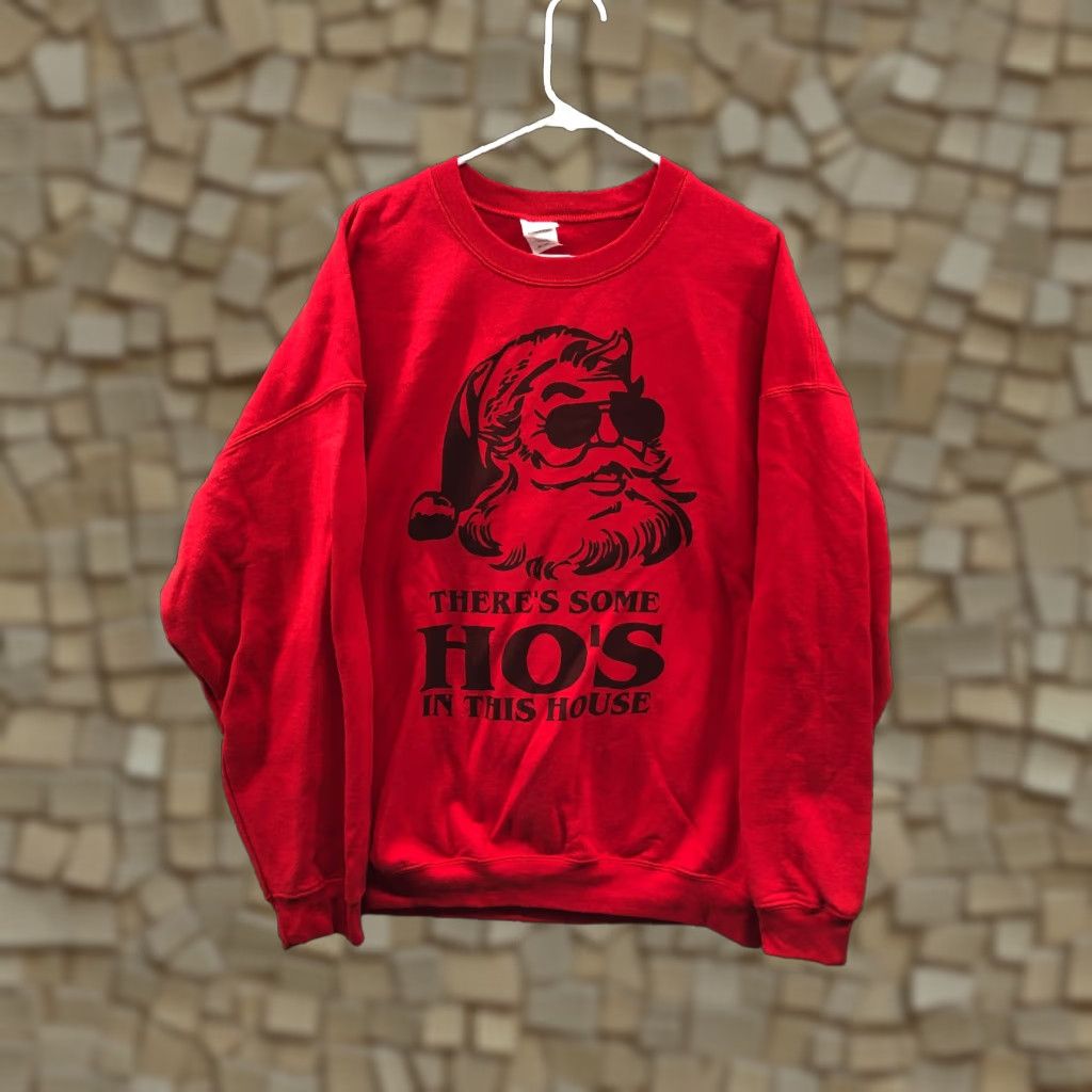 Gildan Funny Santa Christmas Party Sweatshirt Mens 2XL Long Sleeve Crew Pullover Size US XXL / EU 58 / 5 - 1 Thumbnail