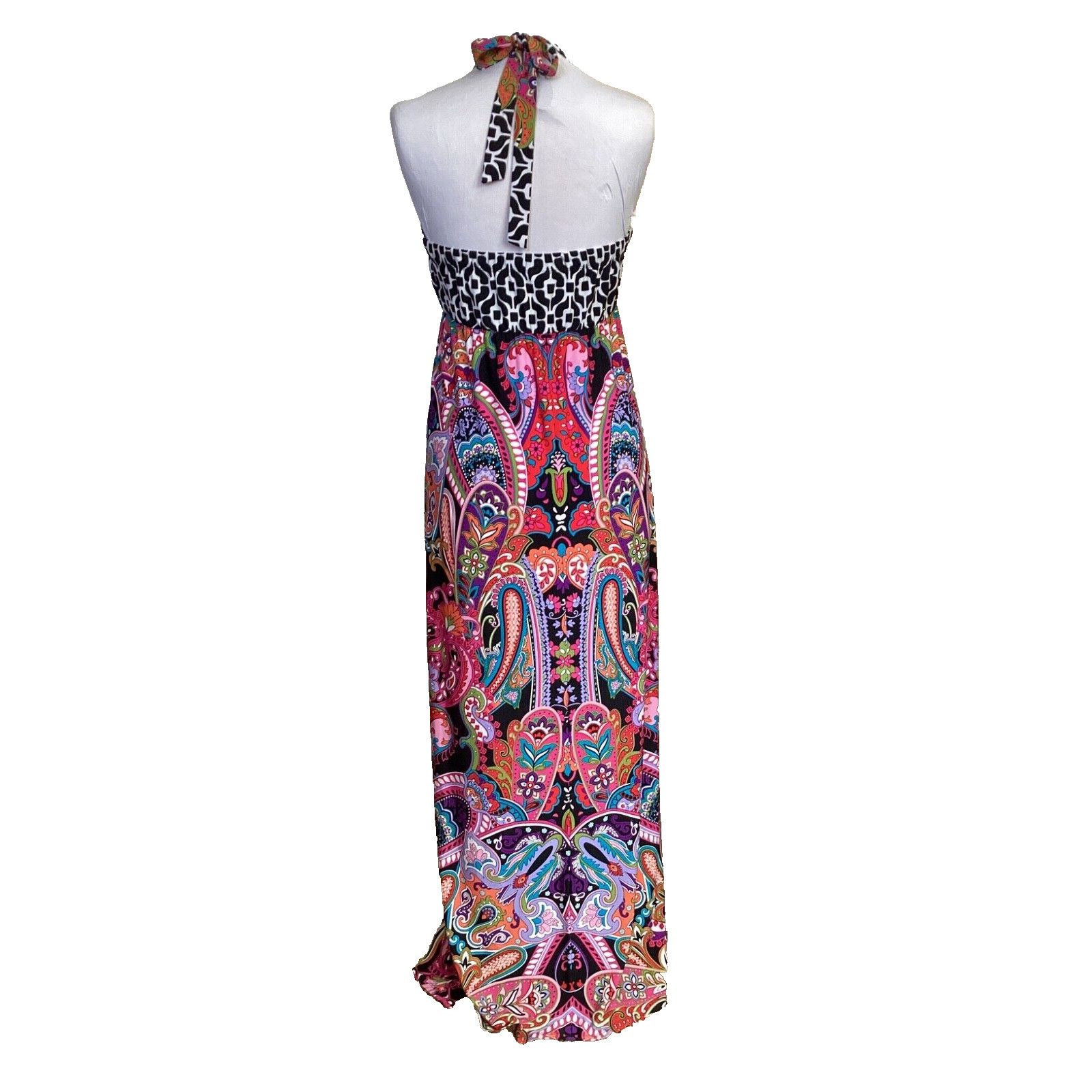 Other VINTAGE 70'S STYLE HALTER PAISLEY KEYHOLE MAXI DRESS SZ L Size L / US 10 / IT 46 - 4 Thumbnail