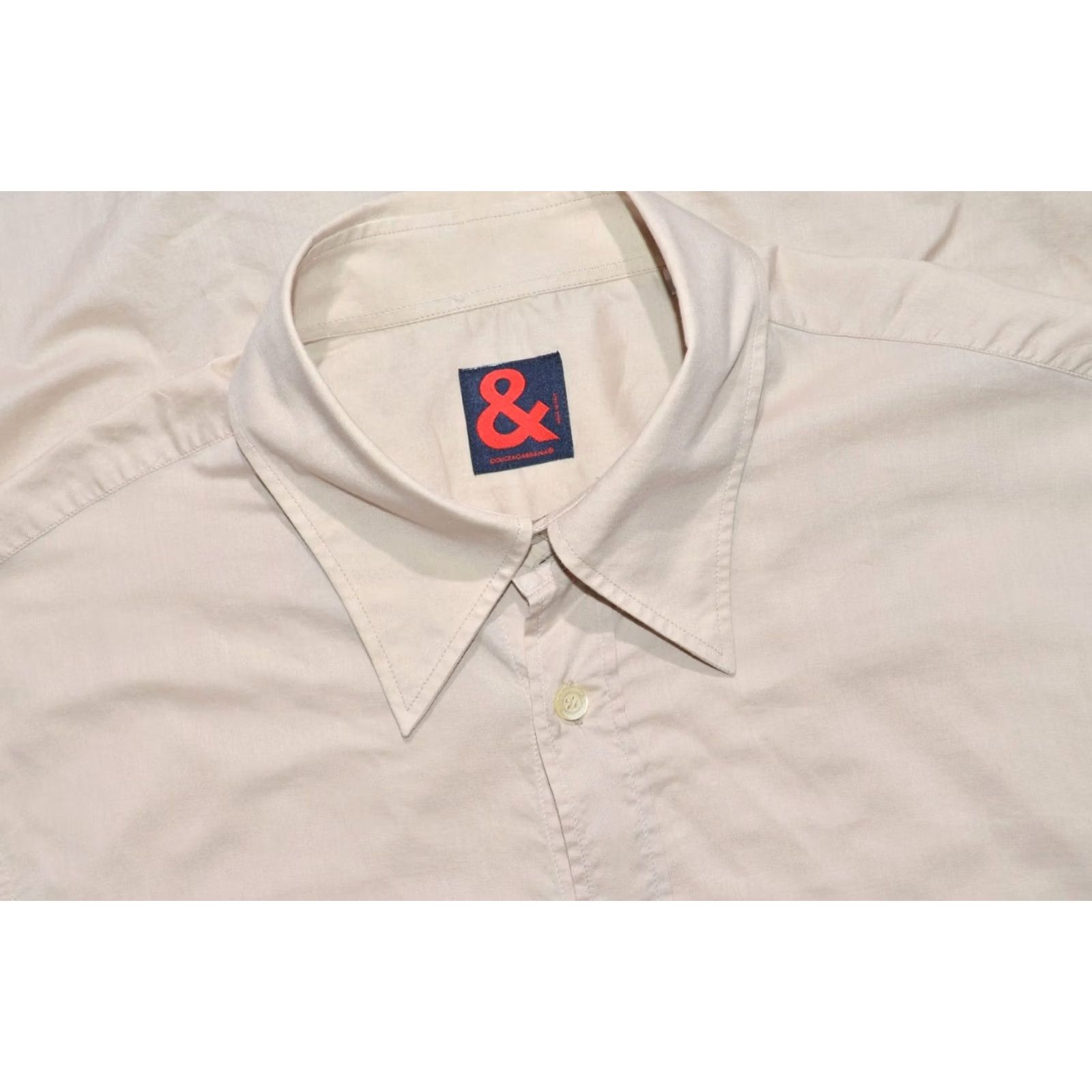 Dolce & Gabbana Dolce & Gabbana Shirt Button-Up Short Sleeve Cotton Beige Size M Men Size US M / EU 48-50 / 2 - 4 Thumbnail