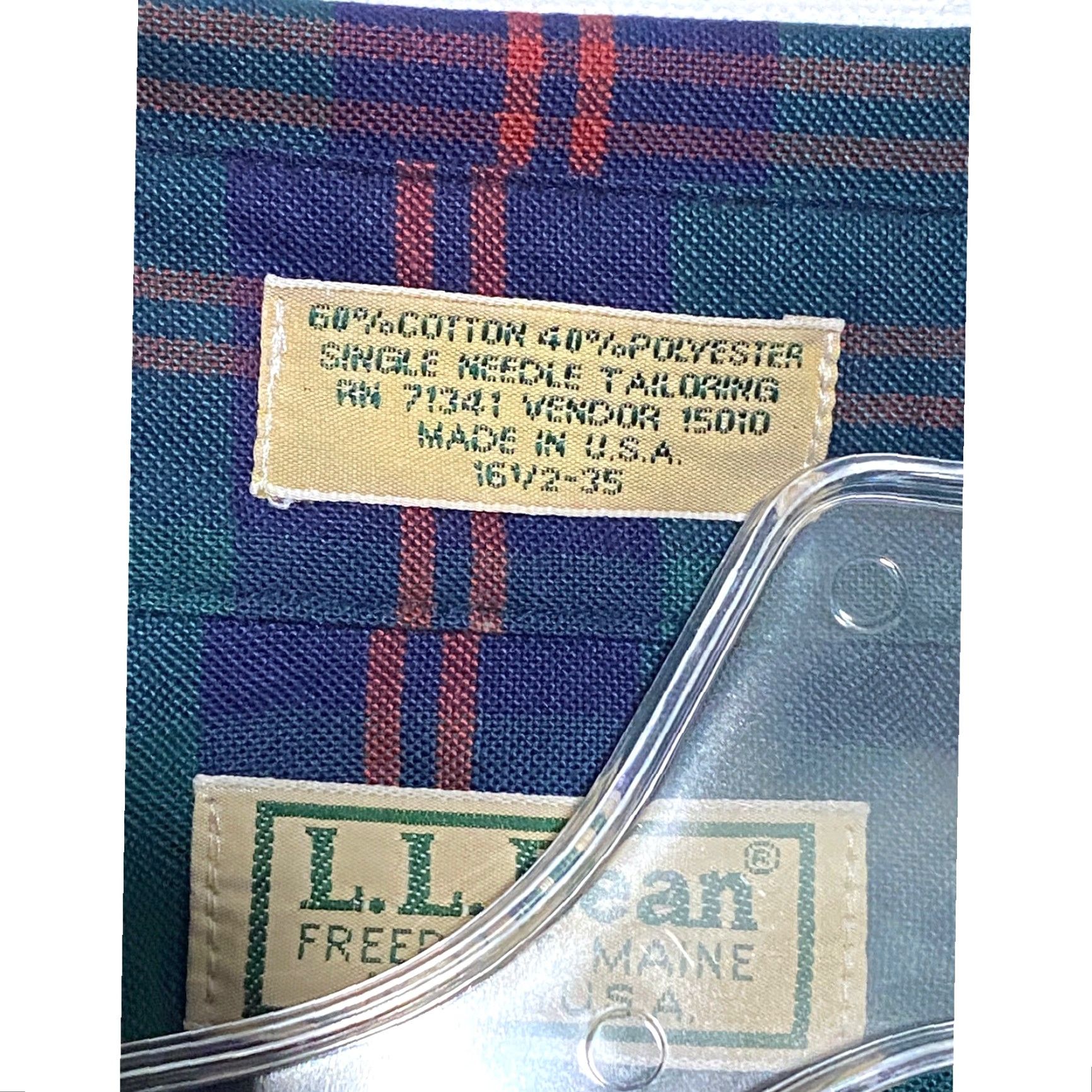 Vintage VINTAGE L.L.Bean Shirt Men Plaid Button-Up Freeport Maine 16.5 35 Cotton Green Classic Barn Size US XL / EU 56 / 4 - 5 Thumbnail