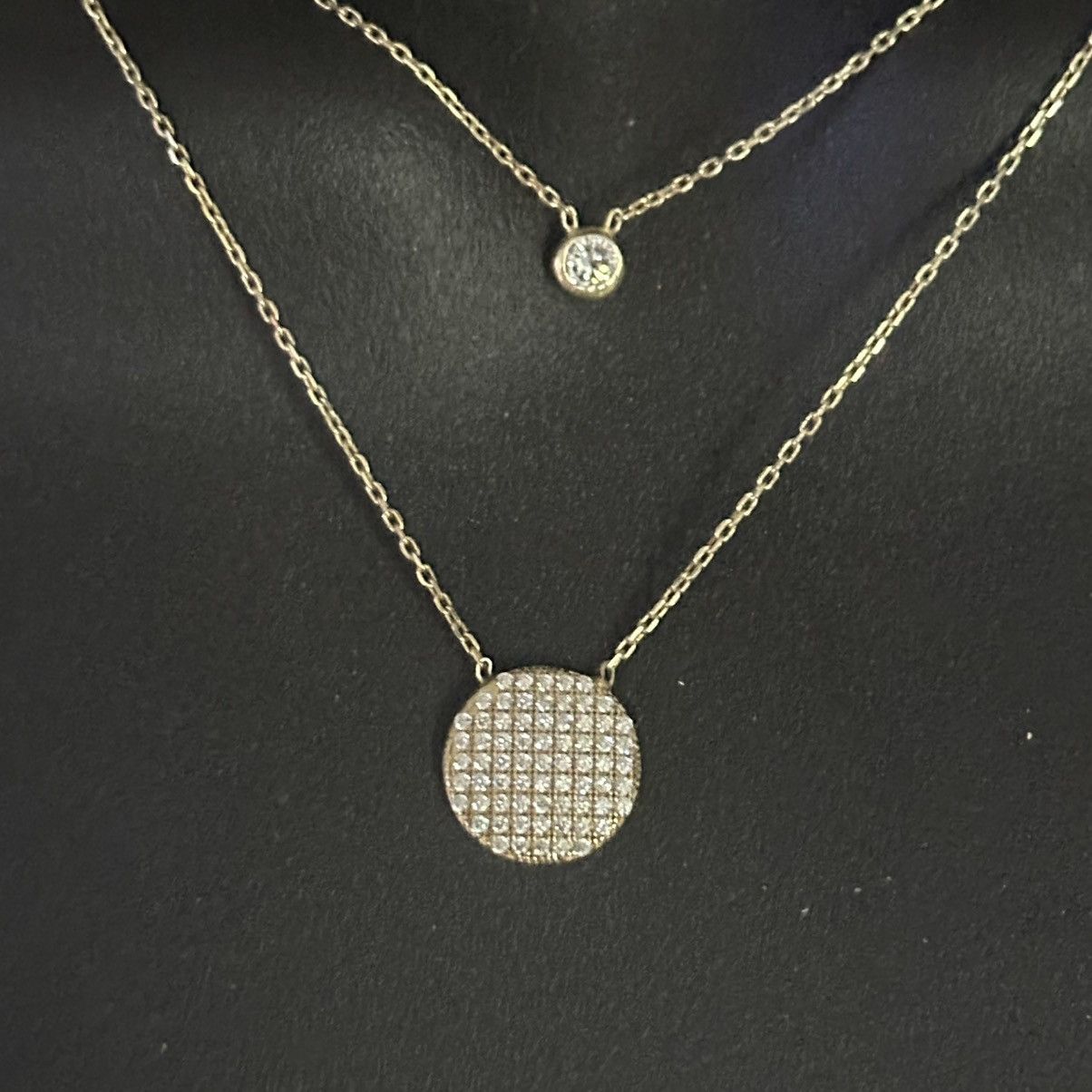 Other Dainty 925 gold layered pave crystal disc necklace Size ONE SIZE - 2 Thumbnail