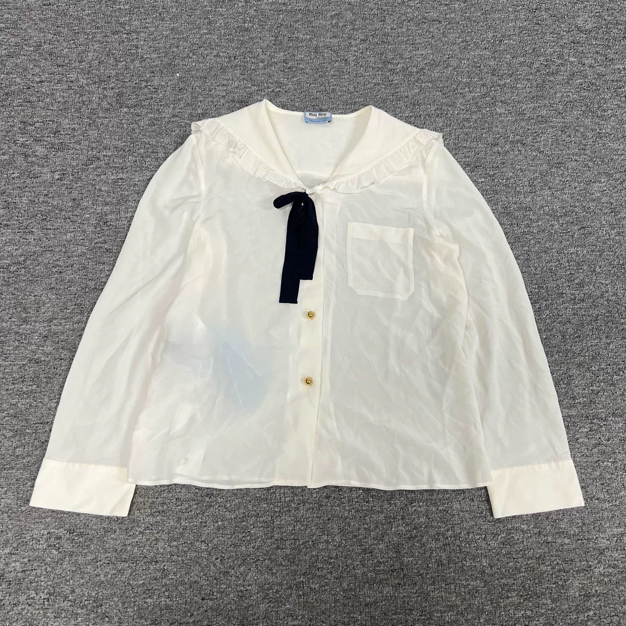 Miu Miu Miu Miu Sailor Collar Chiffon Blouse Size S / US 4 / IT 40 - 1 Thumbnail
