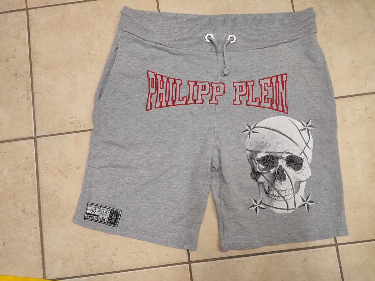 image of Philipp Plein Philip Plein Luxury Streetwear Drip Big Logo Shorts in Grey, Men's (Size 38)