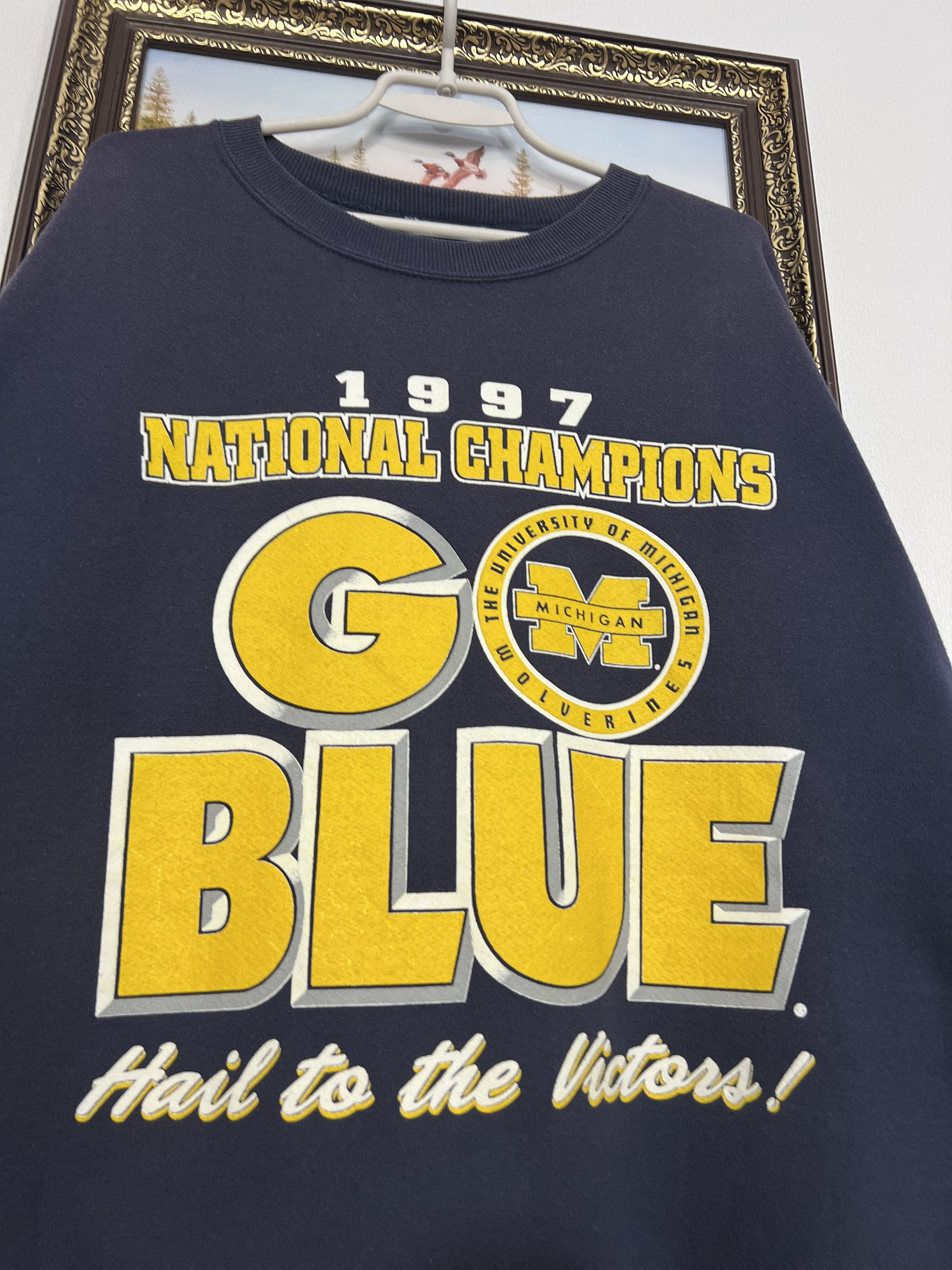 Lee Michigan Wolverines Sweatshirt Champions Over Print Crewneck Size US XXL / EU 58 / 5 - 3 Thumbnail