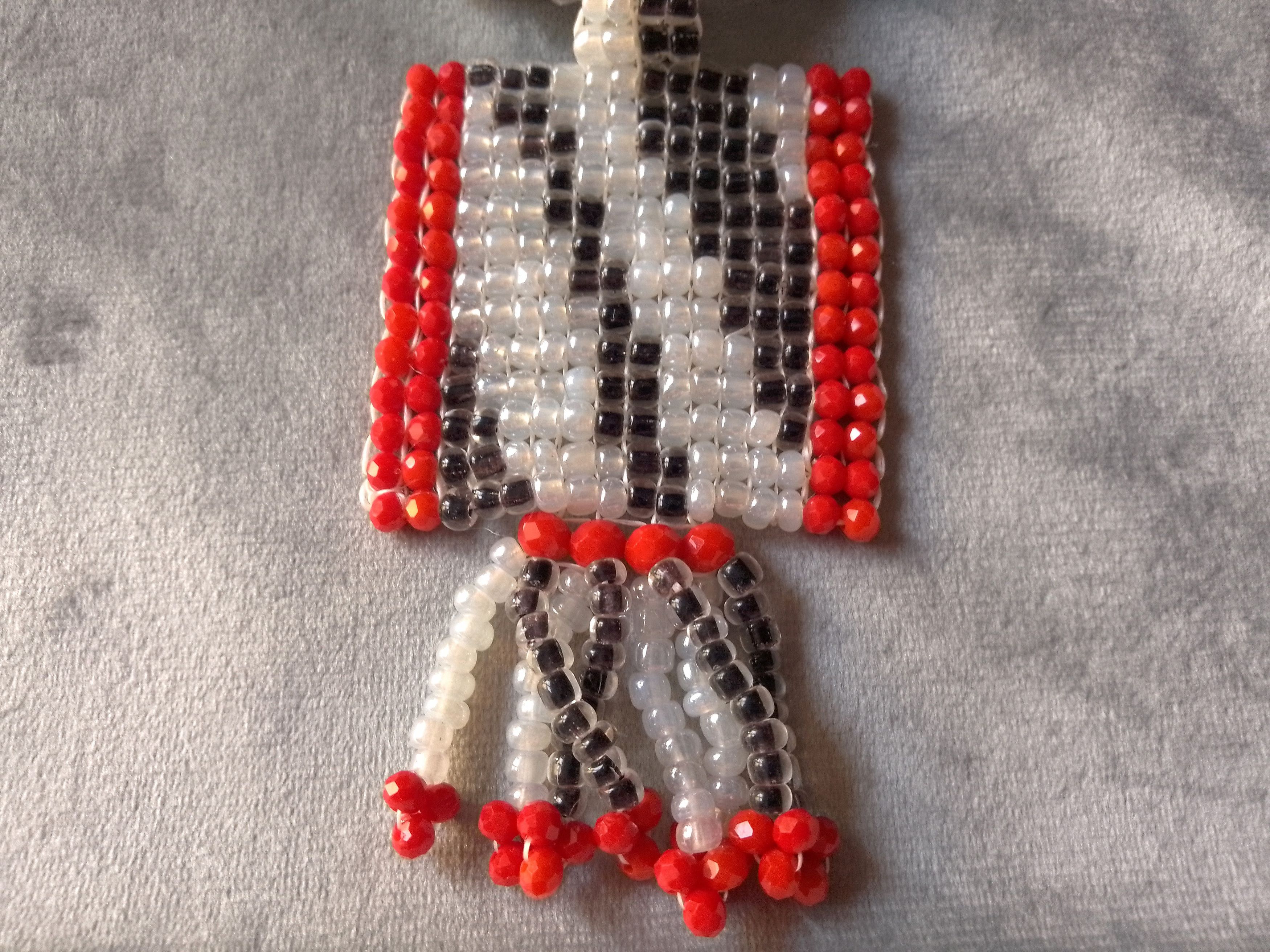 Handmade Necklace Zebra Pattern Beaded Pendant Glass Crystal Size ONE SIZE - 7 Thumbnail