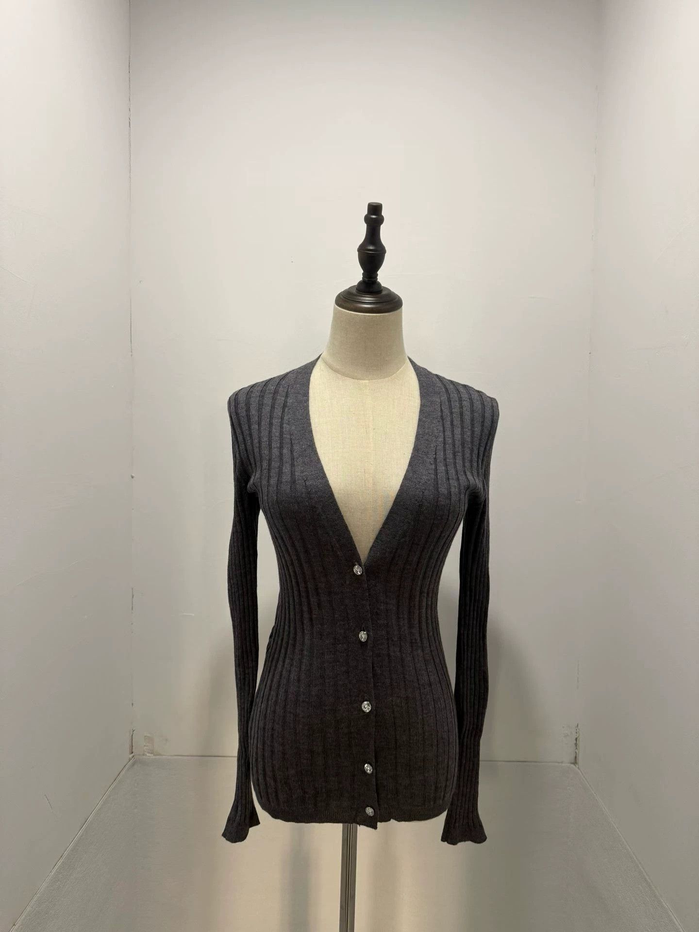 Miu Miu [99% New] Miu Miu Rhinestone Logo Cardigan Size XS / US 0-2 / IT 36-38 - 1 Thumbnail