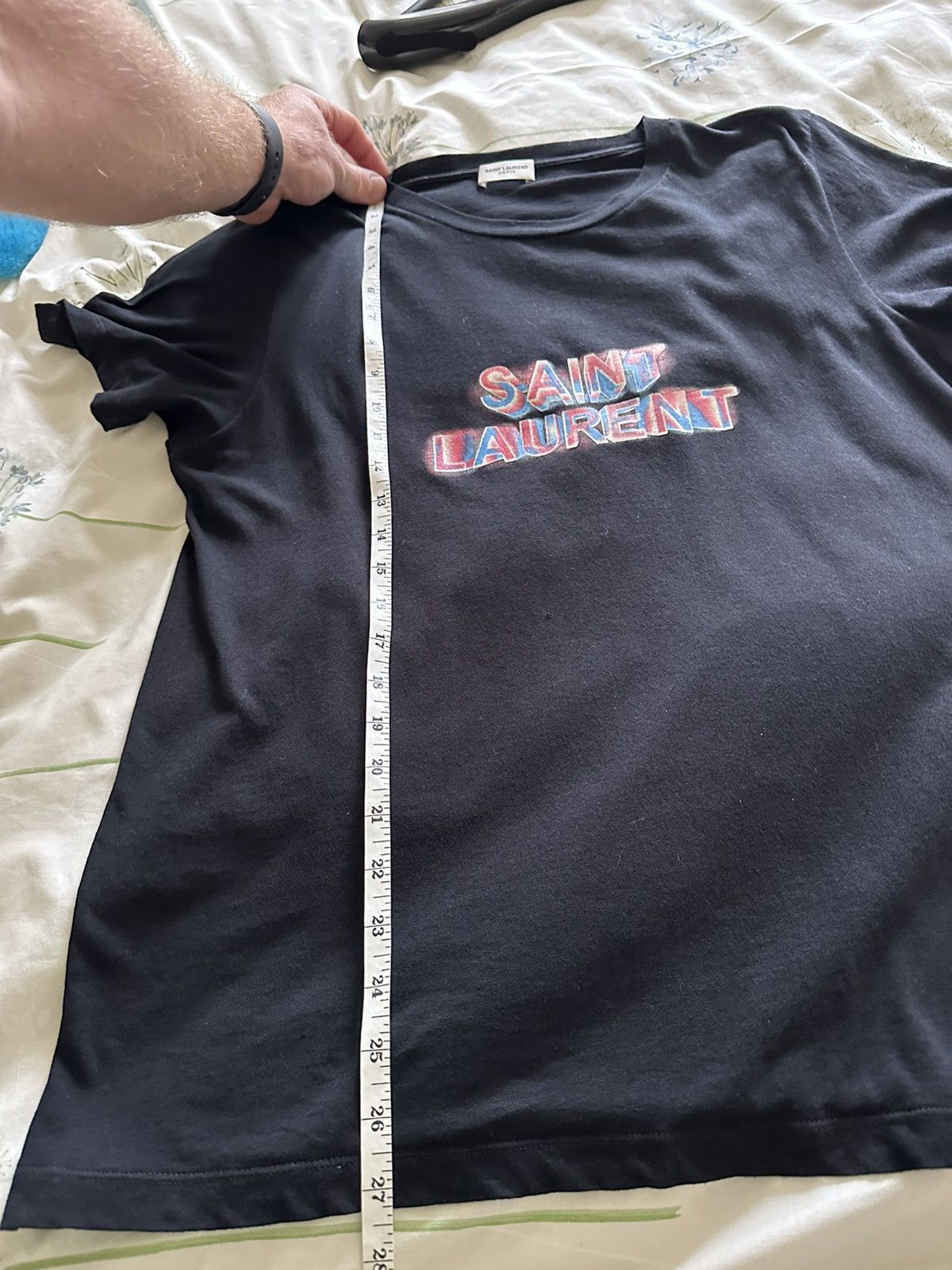Saint Laurent Paris Saint Laurent neon logo black t shirt Size US S / EU 44-46 / 1 - 7 Thumbnail