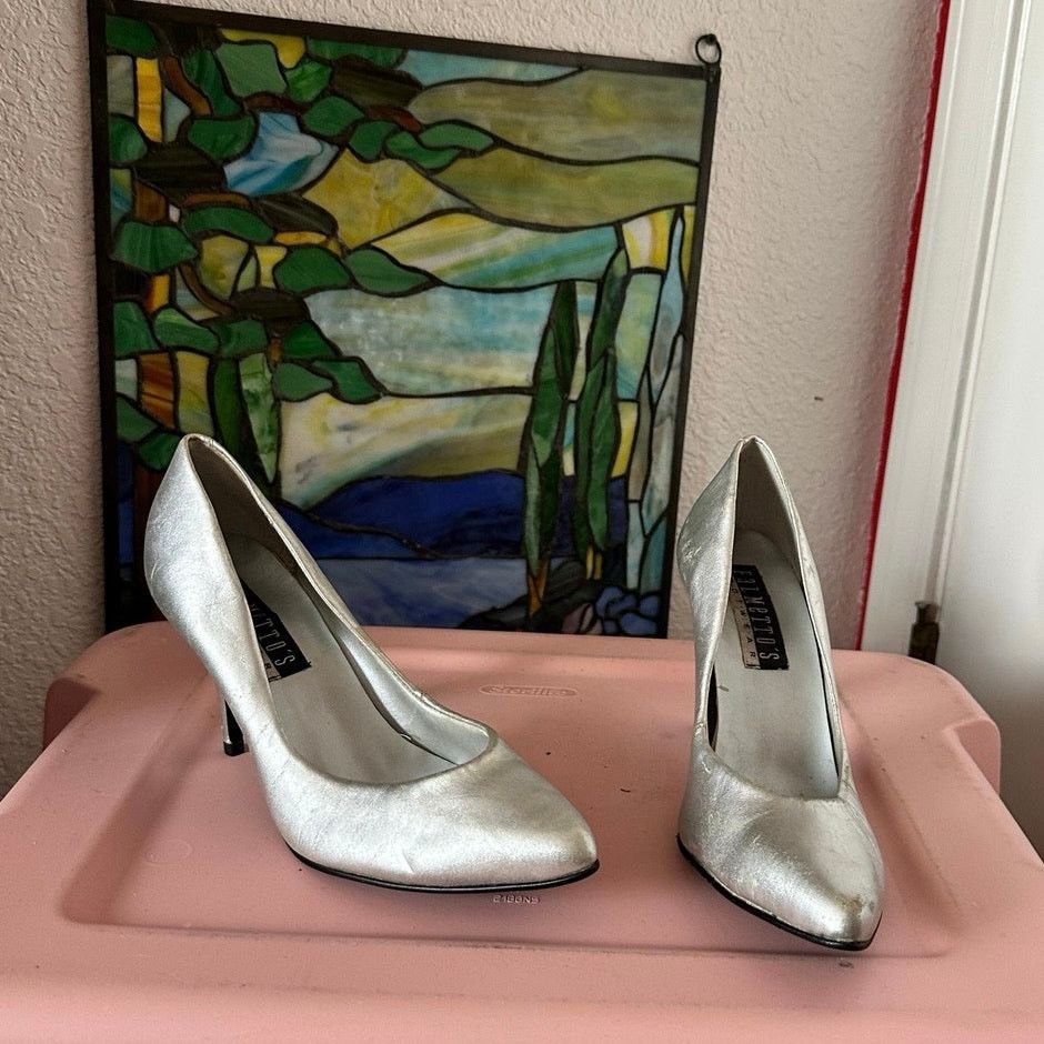 Other almettos footwear silver pointed heels Size US 8 / IT 38 - 1 Thumbnail