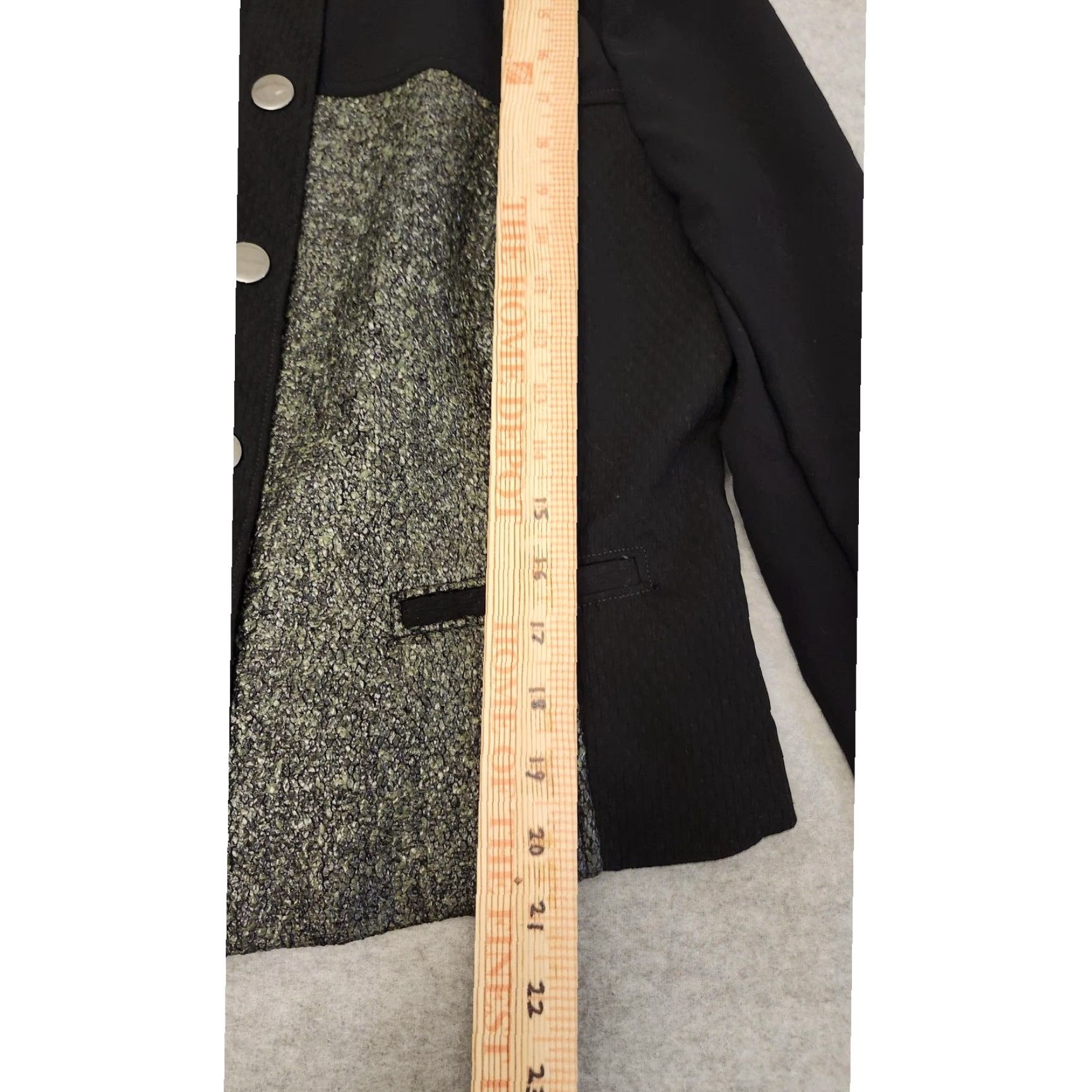 Vintage Cabi Blazer Womens Medium Black Metallic Tweed Snap Front Jacket Style 3036 Size M / US 6-8 / IT 42-44 - 6 Thumbnail