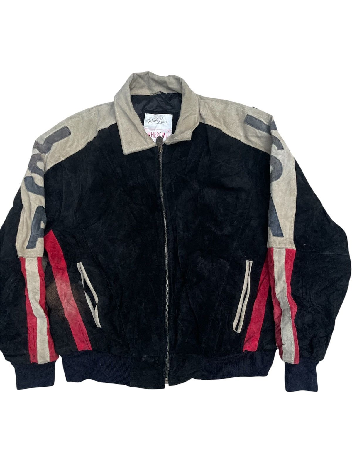 Michael Hoban Vintage 90s Michael Hoban USA Flag Suede Leather Jacket Size US M / EU 48-50 / 2 - 2 Thumbnail