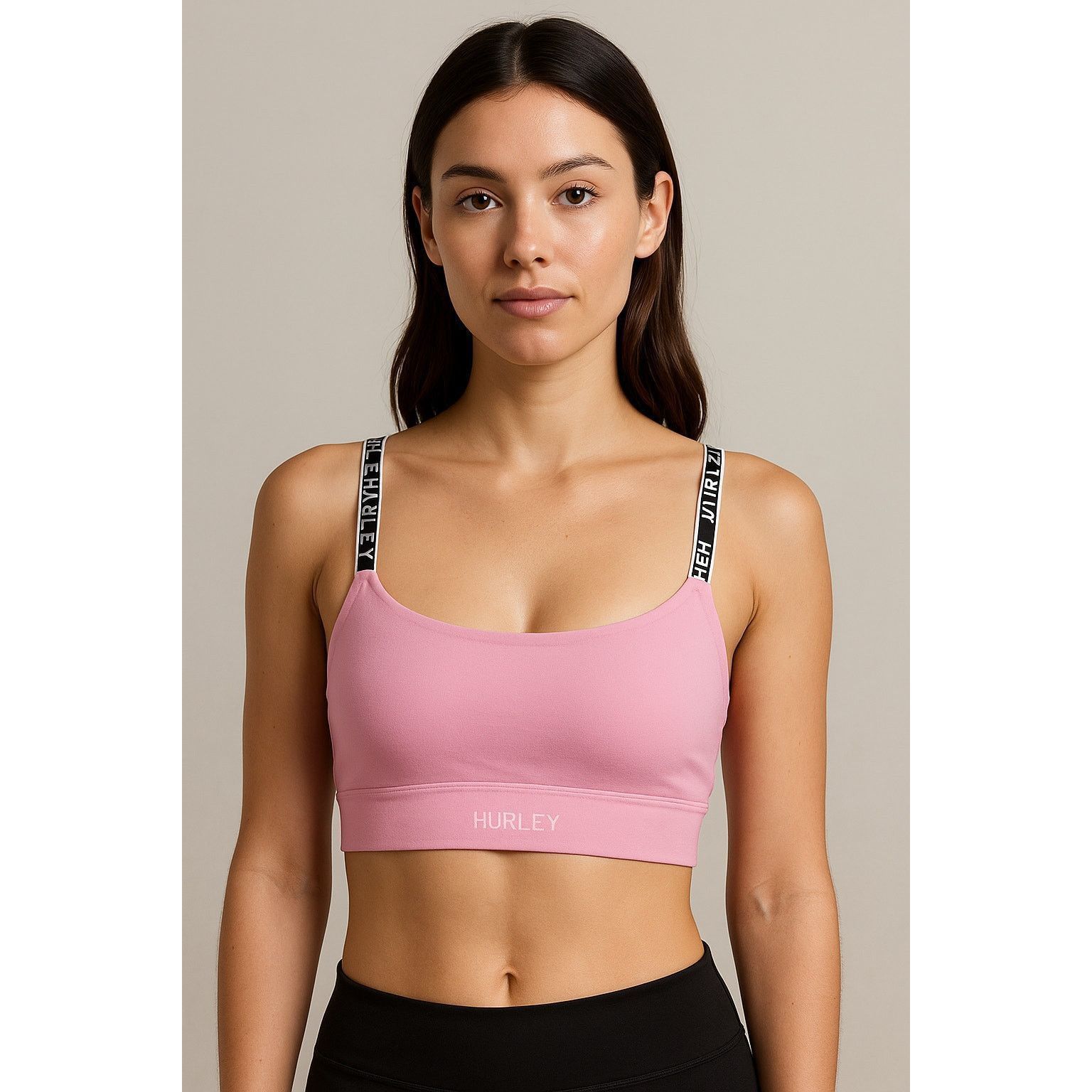 Hurley Pink Logo Strap Bralette Hurley Stretchy Sports Lounge Top S Size ONE SIZE - 1 Thumbnail