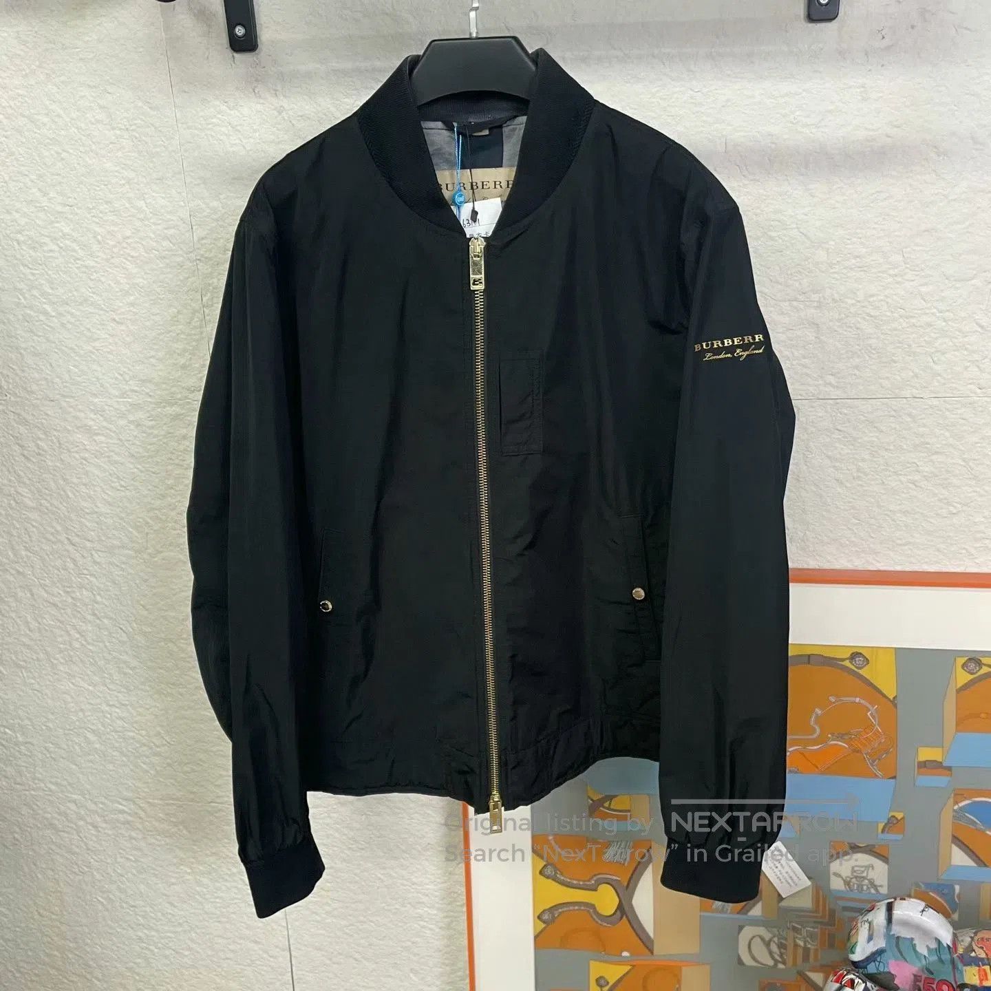 Burberry Burberry Black Arm Slogan Jacket. Size US XL / EU 56 / 4 - 1 Thumbnail
