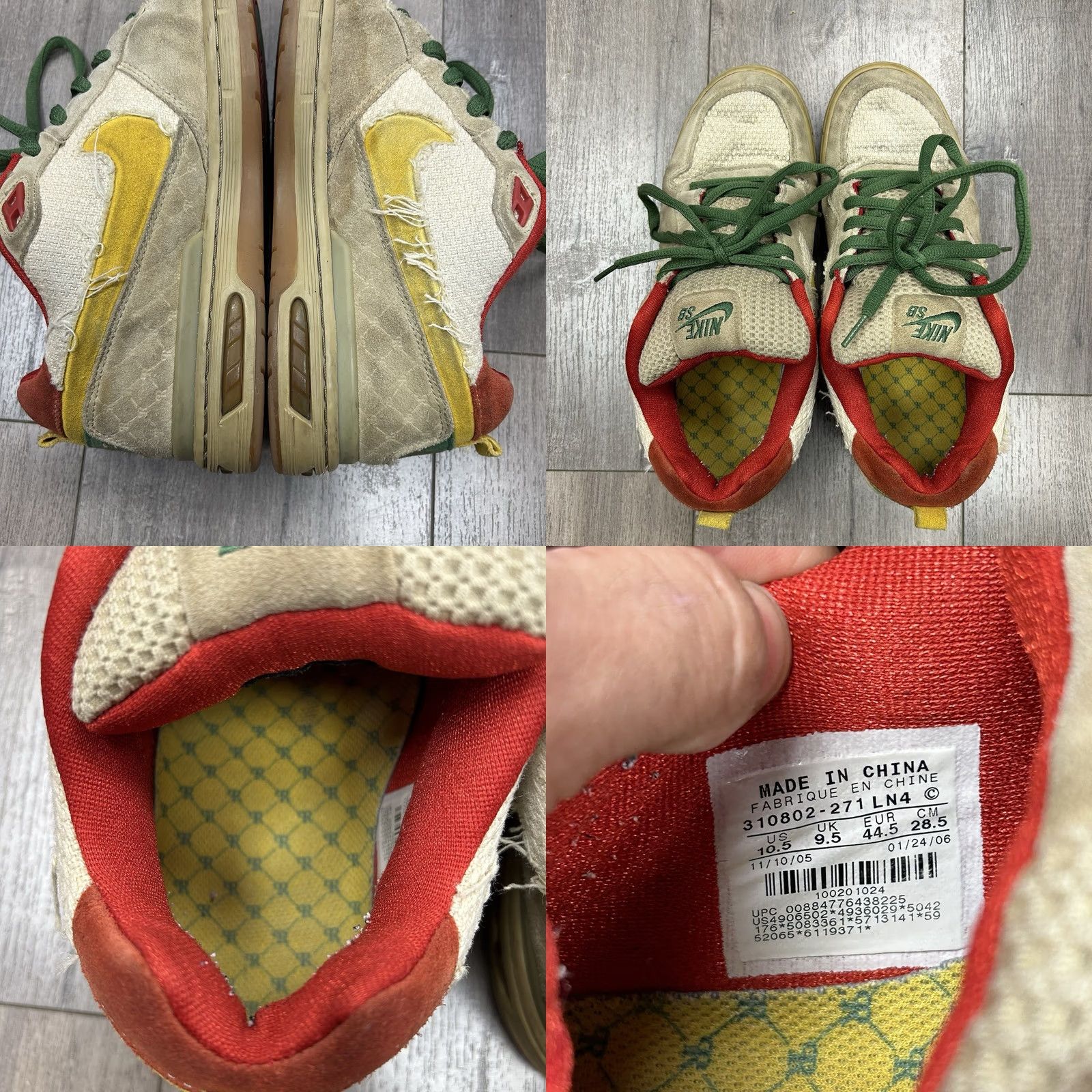Nike Nike SB Paul Rodriguez Zoom Air Low Hemp/Rasta Size 10.5 Men's Sneaker 310802-271 Used As Is Size US 11 / EU 44 - 9 Thumbnail