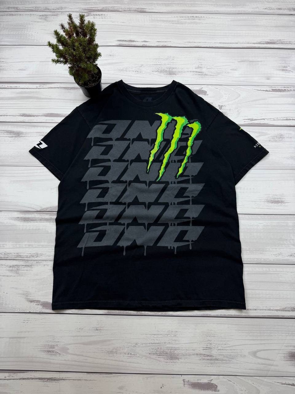 Fruit Of The Loom 2000s Monster Energy ONO Drip Graphic Grey T Shirt Size US L / EU 52-54 / 3 - 1 Thumbnail