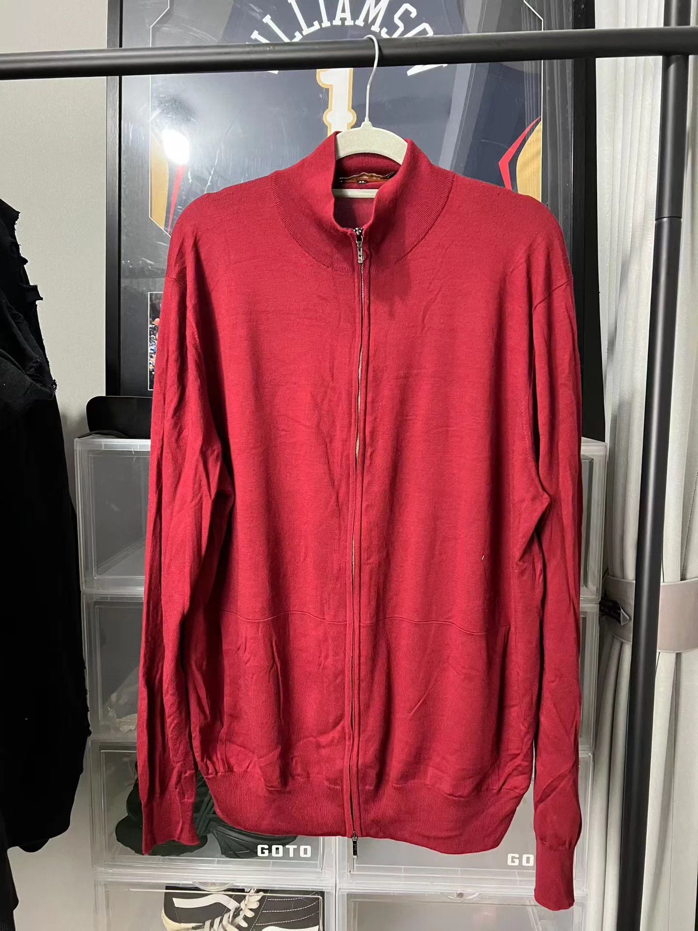 Loro Piana Loro Piana Red Wool Zip Sweater 56 Size US XL / EU 56 / 4 - 1 Thumbnail