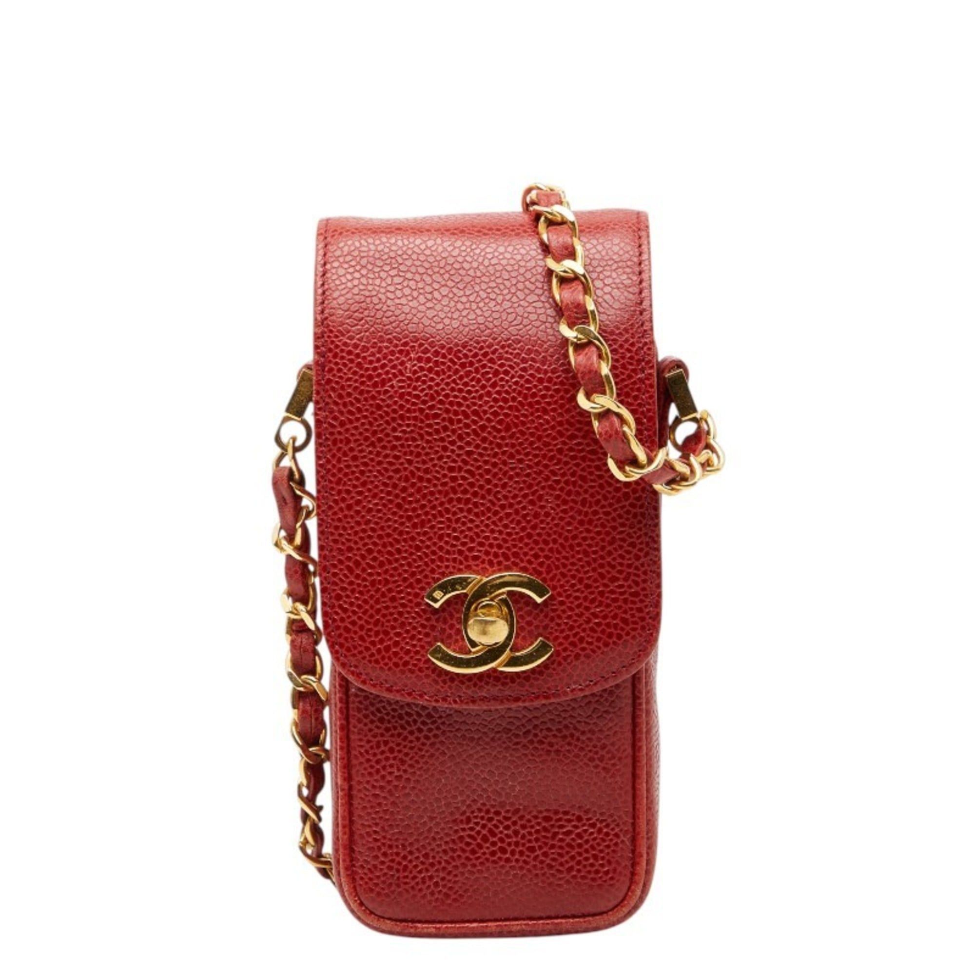 Chanel Chanel Coco Mark Chain Shoulder Bag, Bag Pouch, Red Caviar Skin, Women's, CHANEL Size ONE SIZE - 1 Thumbnail