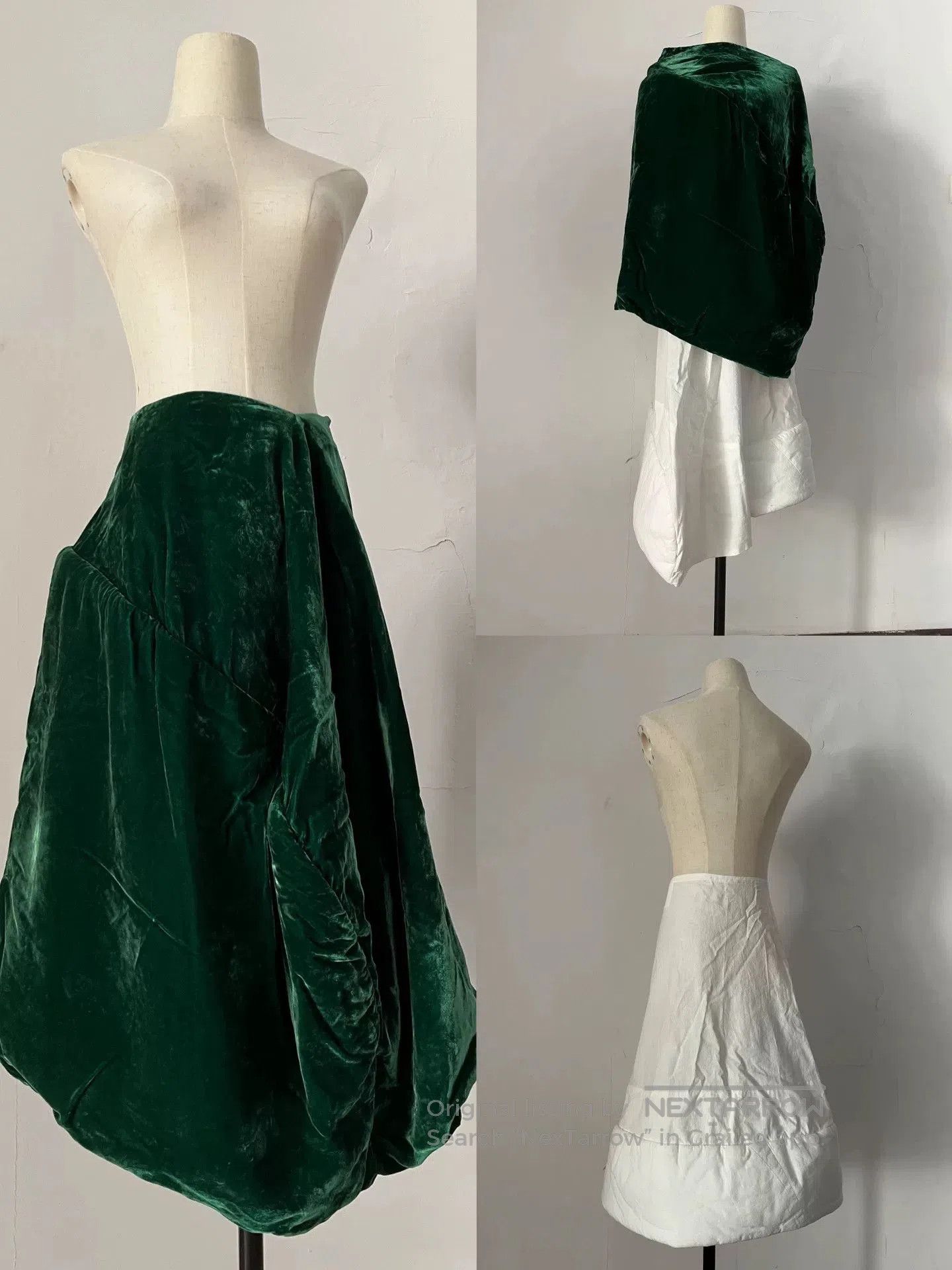 Rei Kawakubo Comme des Garcons 1996FW Green Velvet Skirt. Size 28" / US 6 / IT 42 - 1 Thumbnail