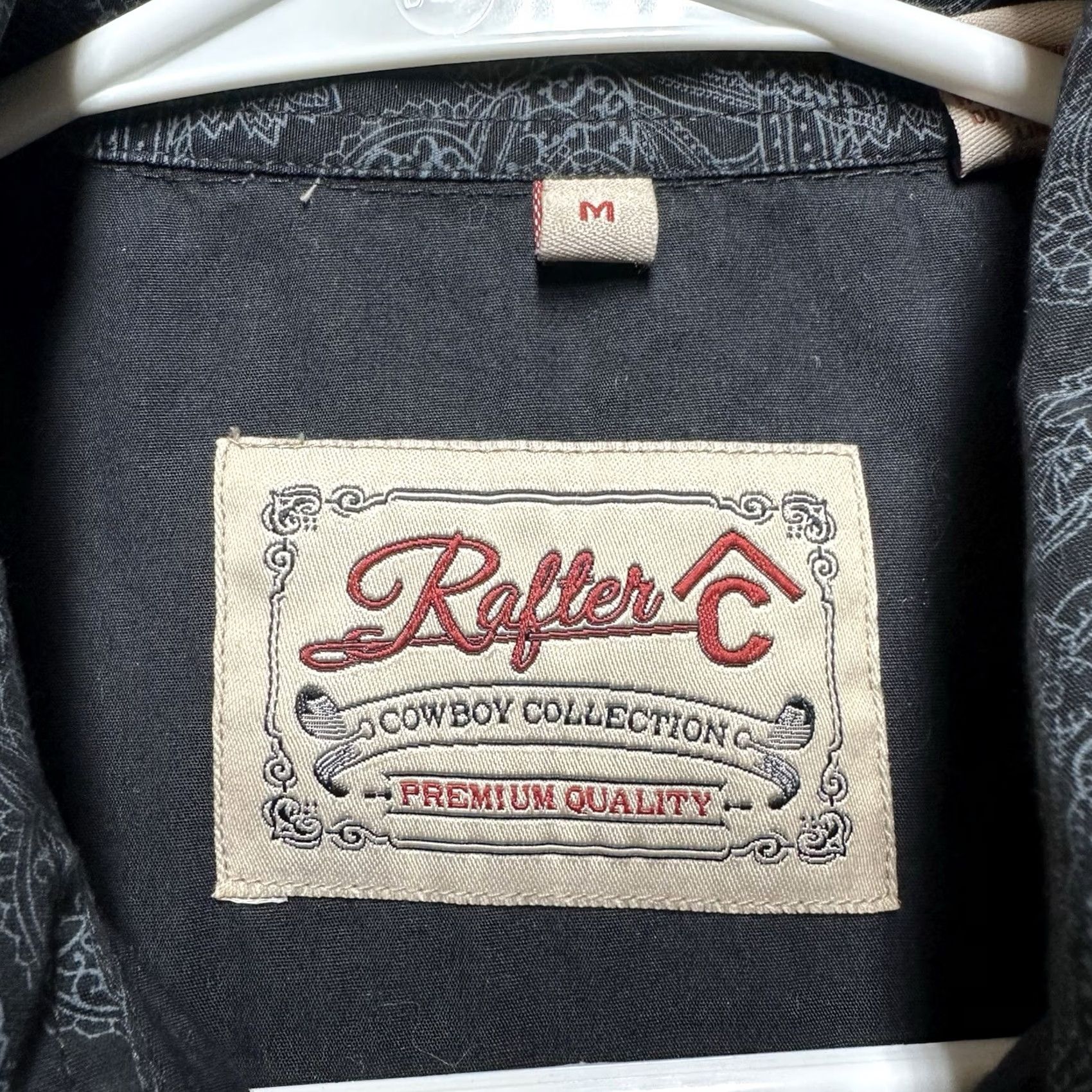 Vintage Rafter C Shirt Mens Medium Black/Gray Paisley Pearl Snap Cowboy Collection EUC Size US M / EU 48-50 / 2 - 5 Thumbnail