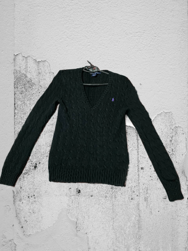 Polo Ralph Lauren × Vintage Vintage Polo Lauren Ralph Lauren Cable Knit V Neck Sweater Size L / US 10 / IT 46 - 1 Thumbnail