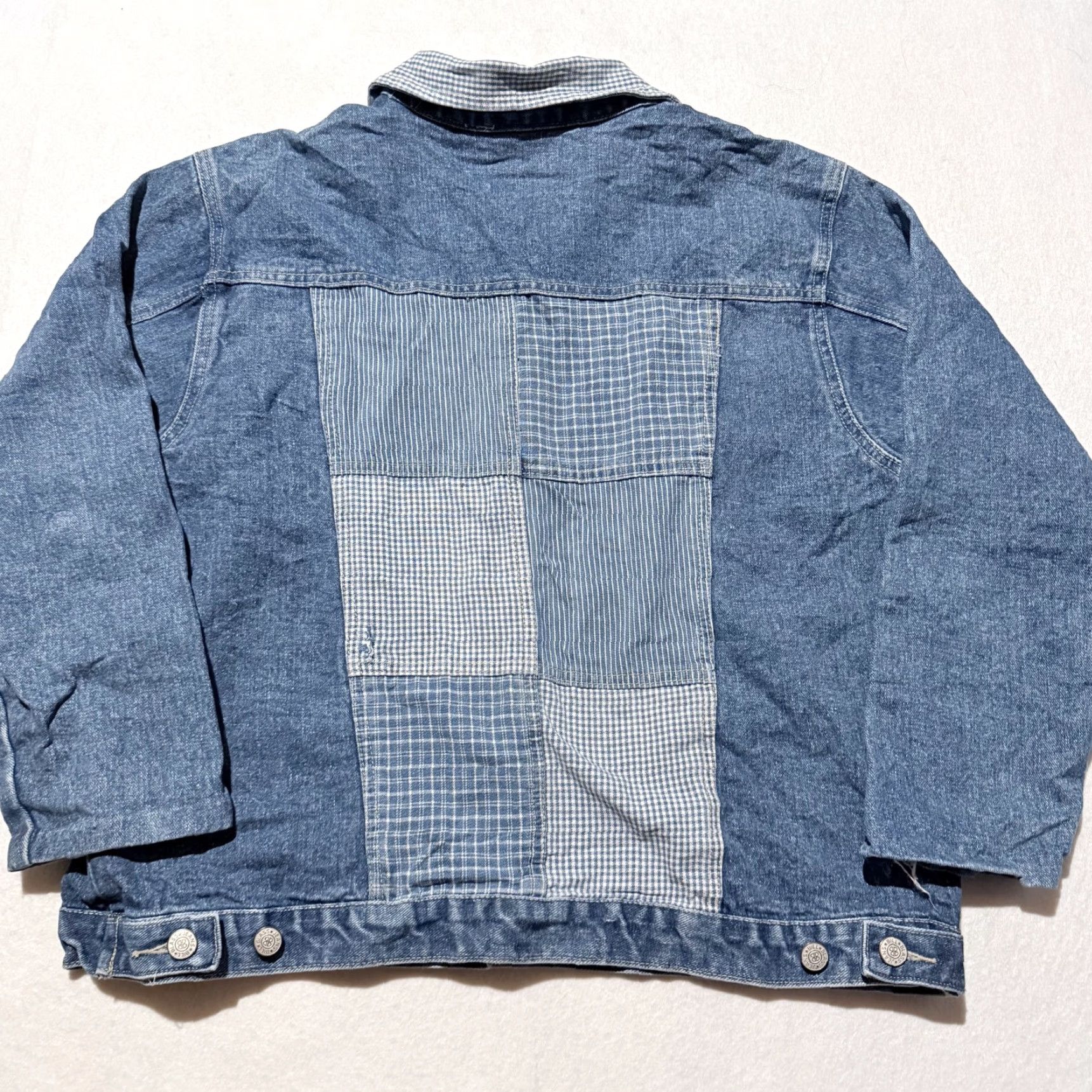 Bill Blass VINTAGE Bill Blass Jacket Blue Womens Plaid Denin Patchwork Trucker Jacket - Large 90s Size US L / EU 52-54 / 3 - 2 Thumbnail