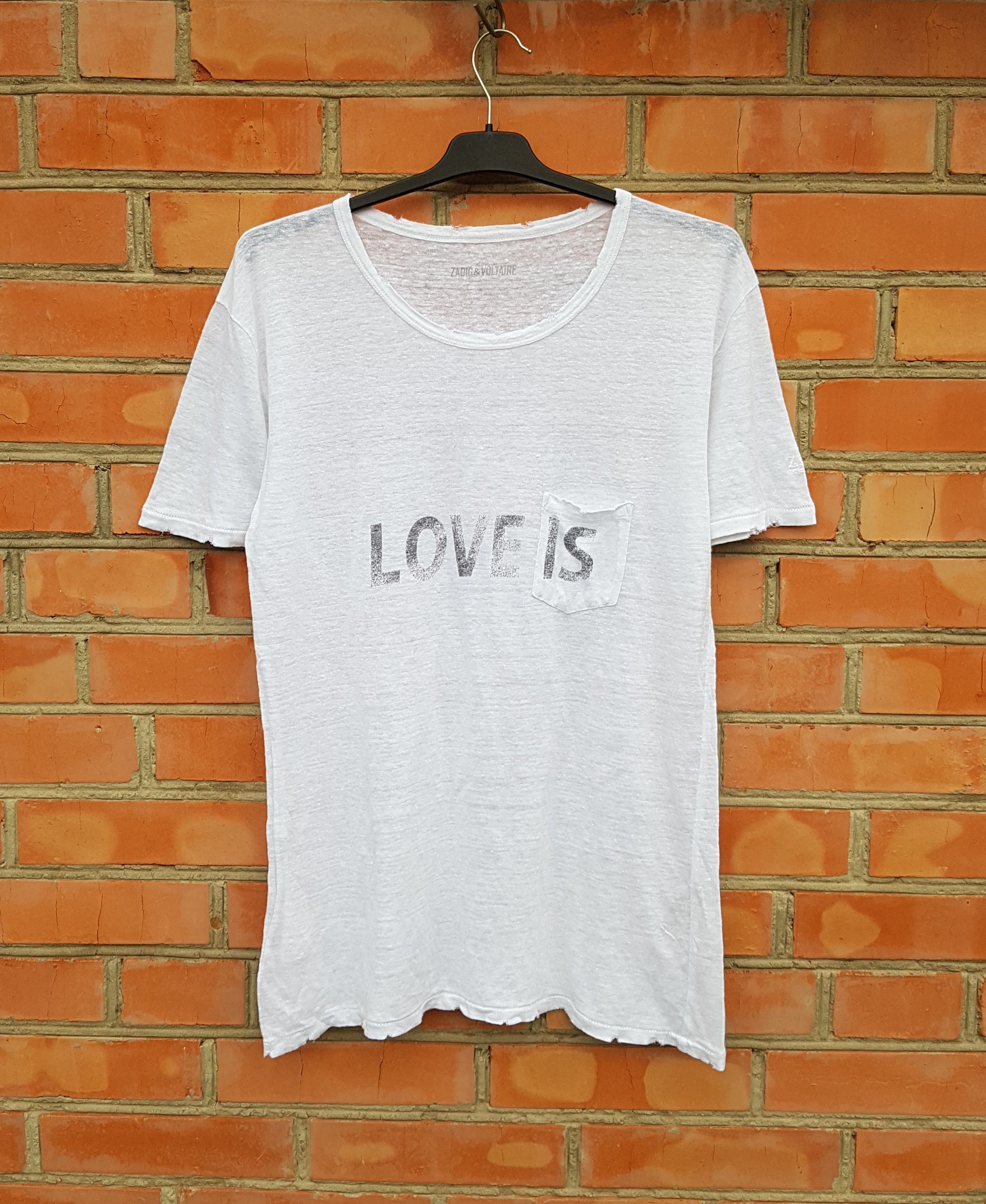 Zadig & Voltaire Zadig & Voltaire Love Is Destroyed Amber Linen Tee T Shirt Size S / US 4 / IT 40 - 1 Thumbnail