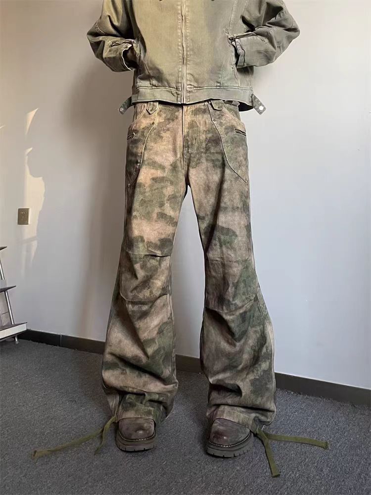 Japanese Brand × Vintage Camouflage Pleated Paratrooper Workwear Micro Flare Trousers Size US 34 / EU 50 - 4 Thumbnail