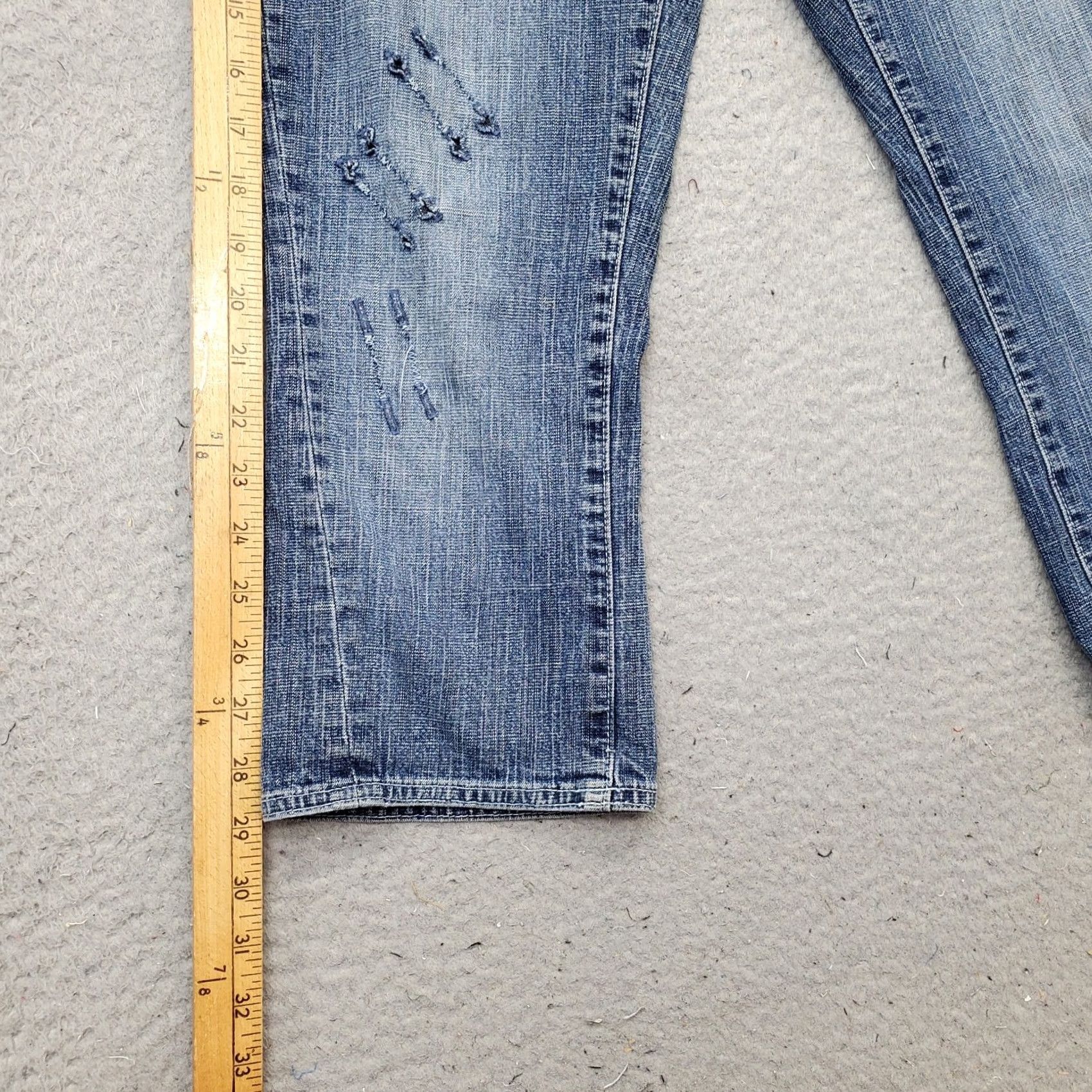 Pepe Jeans Pepe Jeans London Cropped Womens 27 Blue Denim Stretch Distressed Straight Leg Jeans Size 27" / US 4 / IT 40 - 3 Thumbnail