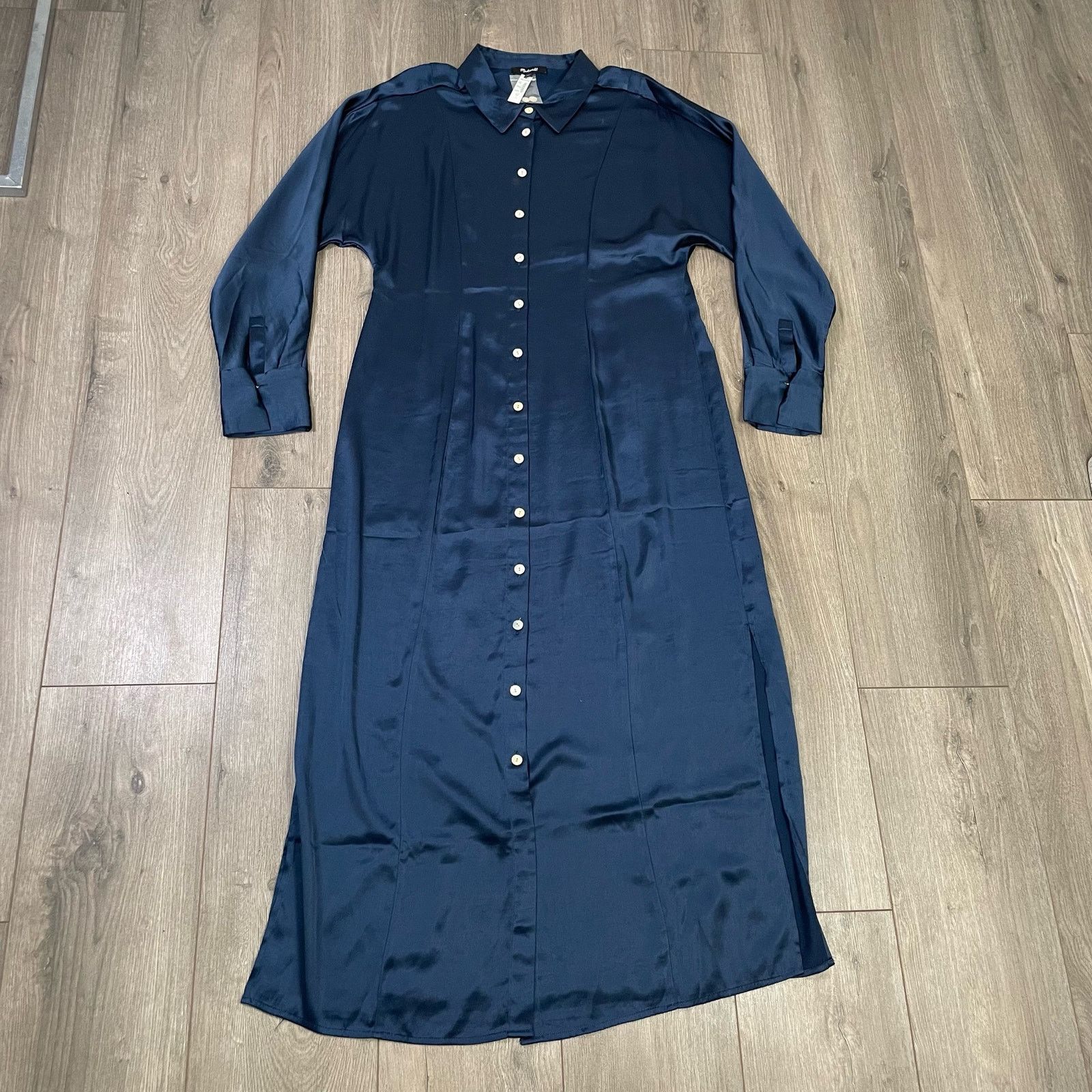 Madewell Madewell Satin Button Front Midi Koures Dress US Women's 14 Size XL / US 12-14 / IT 48-50 - 1 Thumbnail