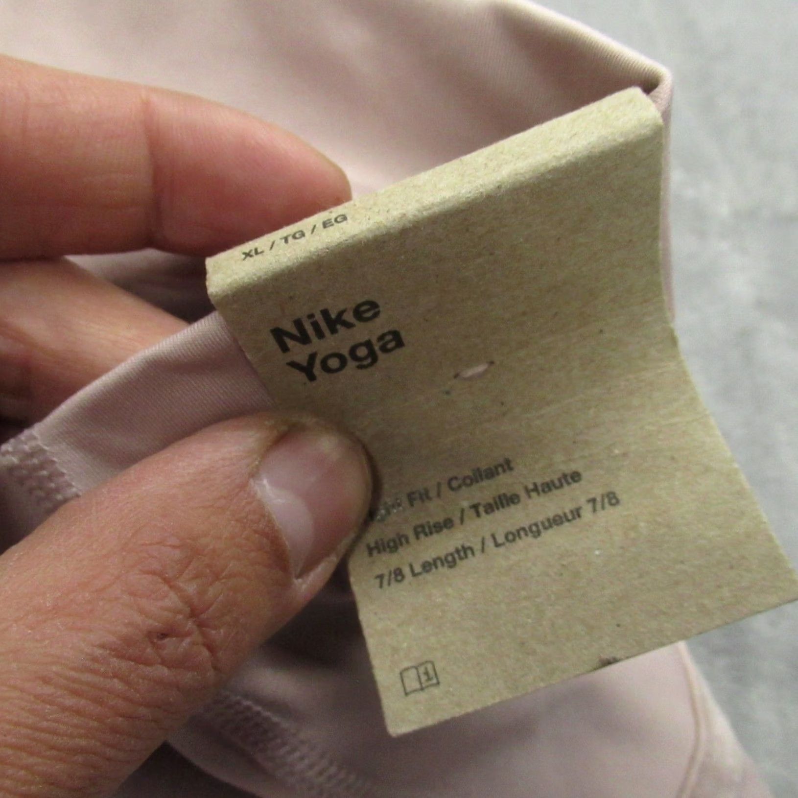 Nike Nike Yoga Leggings Womens XL Light Pink 7/8 Length High Rise Training Cropped Ankle Solid Lightweight Stretch Performance Activewear Workout Gear Size 40" / US 18 - 7 Thumbnail