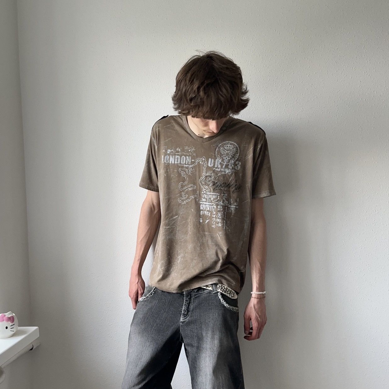 Hysteric Glamour × If Six Was Nine × Le Grande Bleu (L.G.B.) Y2K British Lion Poem Hysteric Glamour Vibe Painted T Shirt Size US XL / EU 56 / 4 - 4 Thumbnail