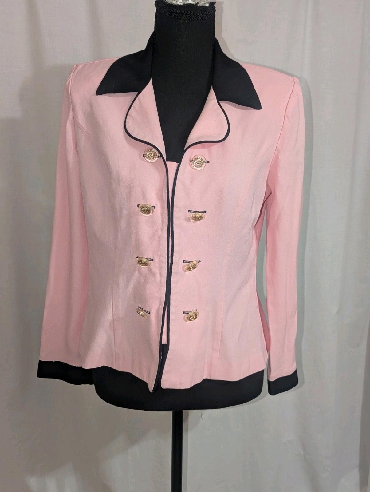 Designer VTG 80s Barbiecore Pink And Black Blazer W/ Shoulder Pads Size L / US 10 / IT 46 - 1 Thumbnail