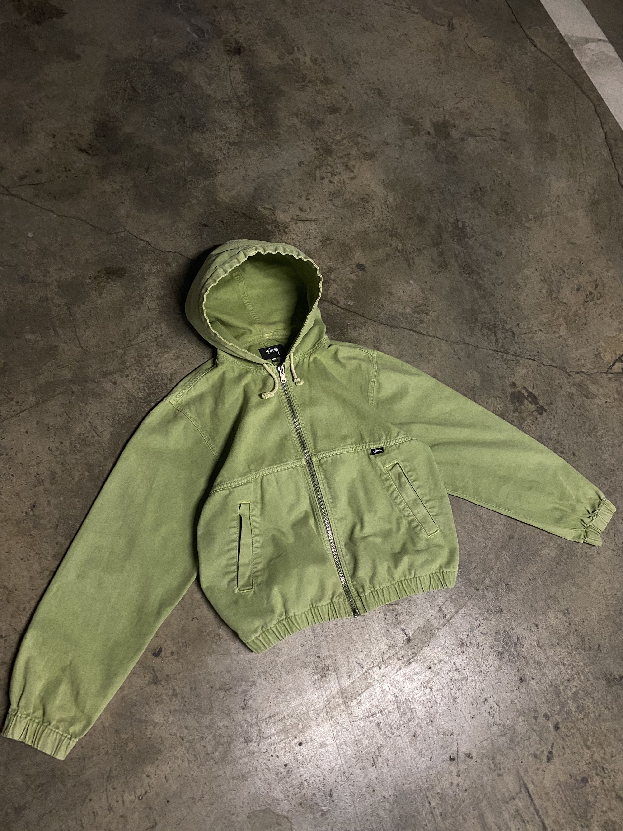 Streetwear × Stussy Stussy Stone Washed Canvas Work Jacket Lime