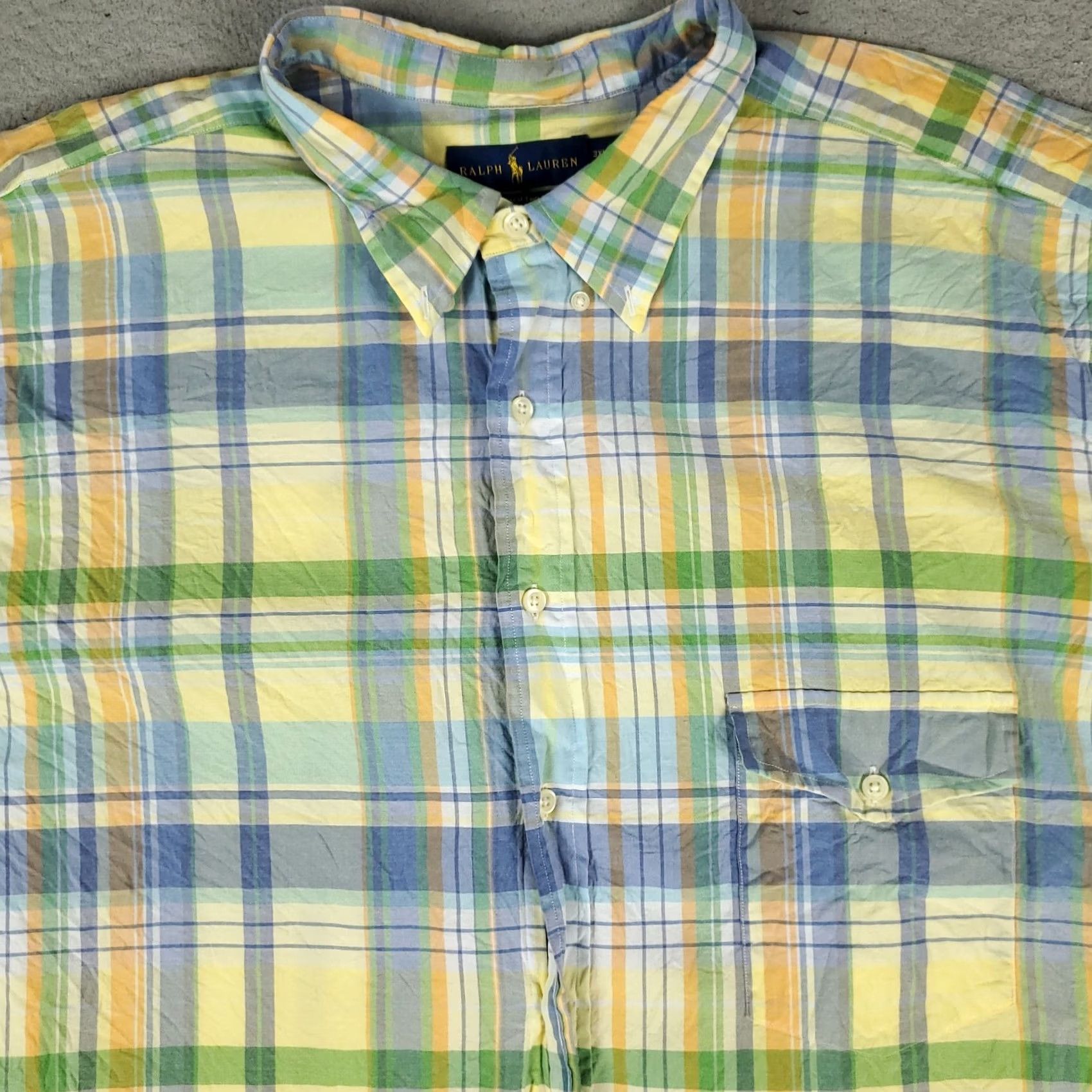 Ralph Lauren Ralph Lauren Shirt Mens 3XLT Blue Yellow Plaid Beach Twill Button Up Size US XXL / EU 58 / 5 - 2 Thumbnail
