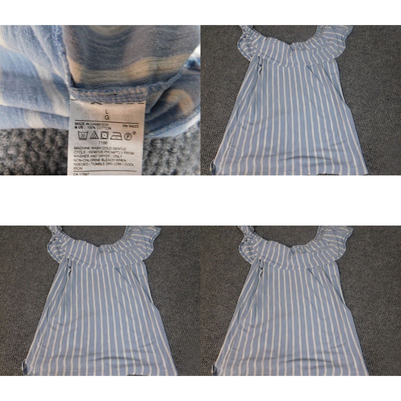 Old Navy Old Navy Womens Blouse L Blue Striped Crew Neck Pullover Dolman Sleeve Cotton Casual Regular Stretch Size L / US 10 / IT 46 - 8 Thumbnail