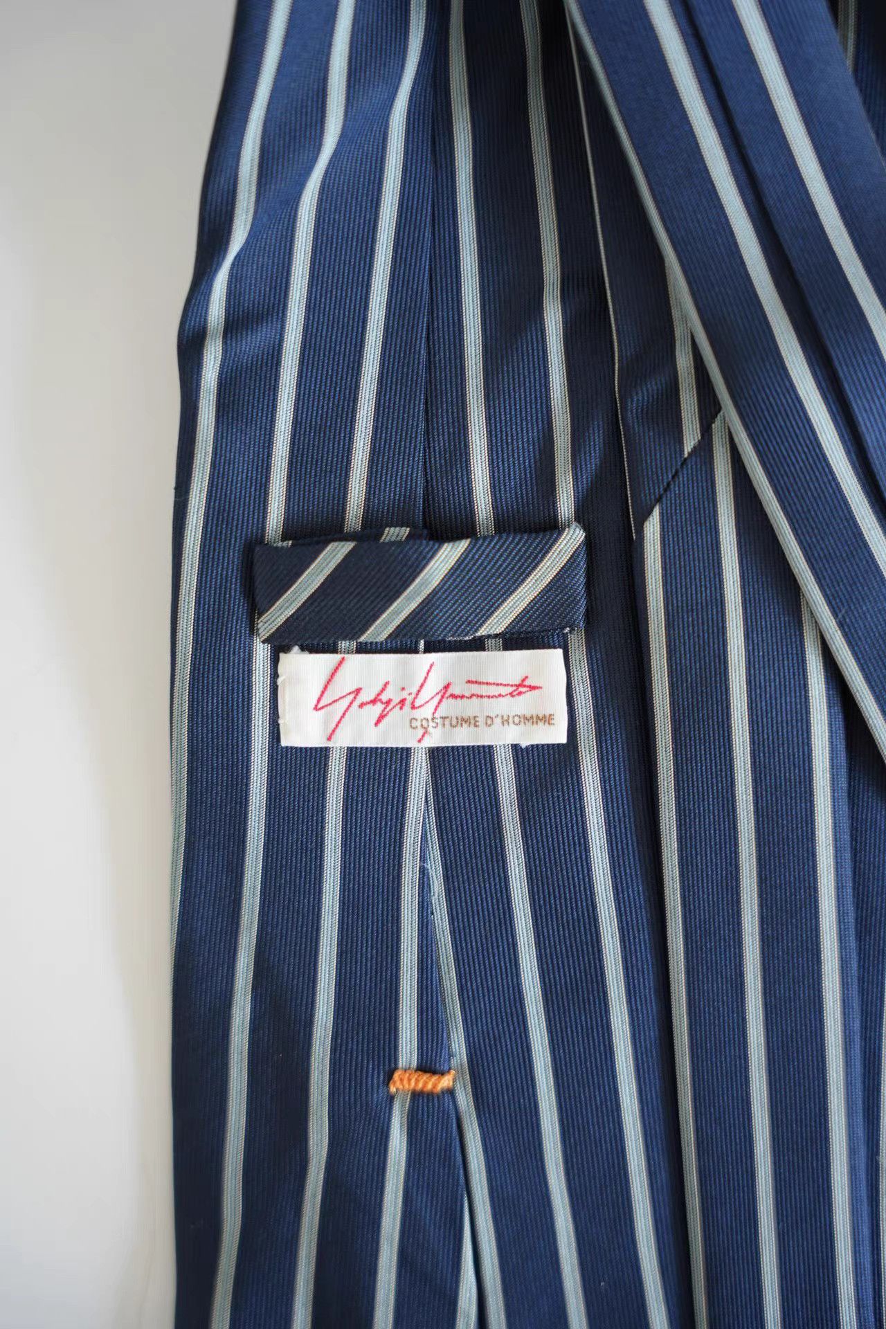 Yohji Yamamoto Yohji Yamamoto Blue & White Stripe Silk Tie K4 Size ONE SIZE - 2 Thumbnail