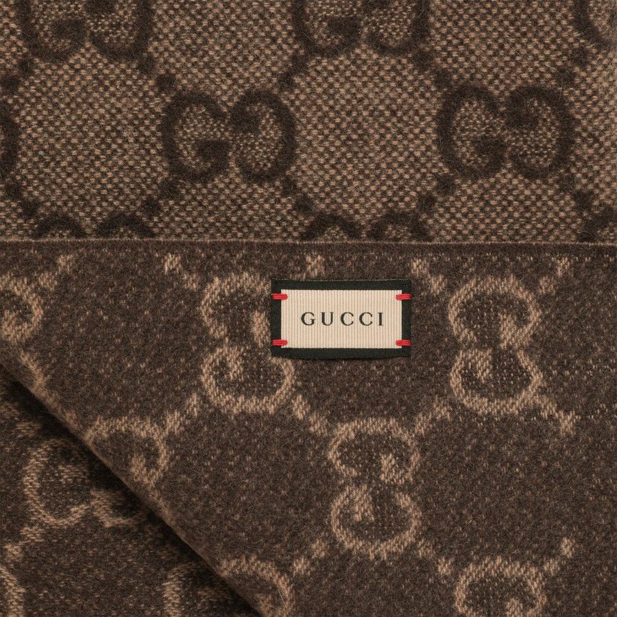 Gucci o1d2blof0824 Size: OS / Cashmere Scarf With Logo in Brown Size ONE SIZE - 3 Thumbnail
