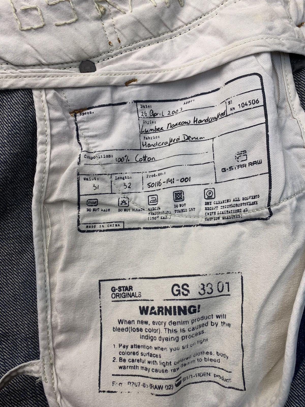 G-Star Lumber Narrow Handcrafted Buckle Back Selvedge Denim Jeans Size US 31 - 17 Thumbnail