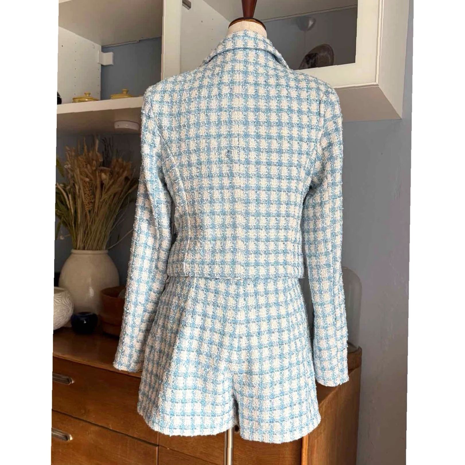 Jason Wu Jason Wu Tweed Plaid Cropped Blazer & Skort Set Suit Blue White Size 6 Multicolor Womens Short Sleeve Jacket Skirt 2 Piece Size M / US 6-8 / IT 42-44 - 4 Thumbnail