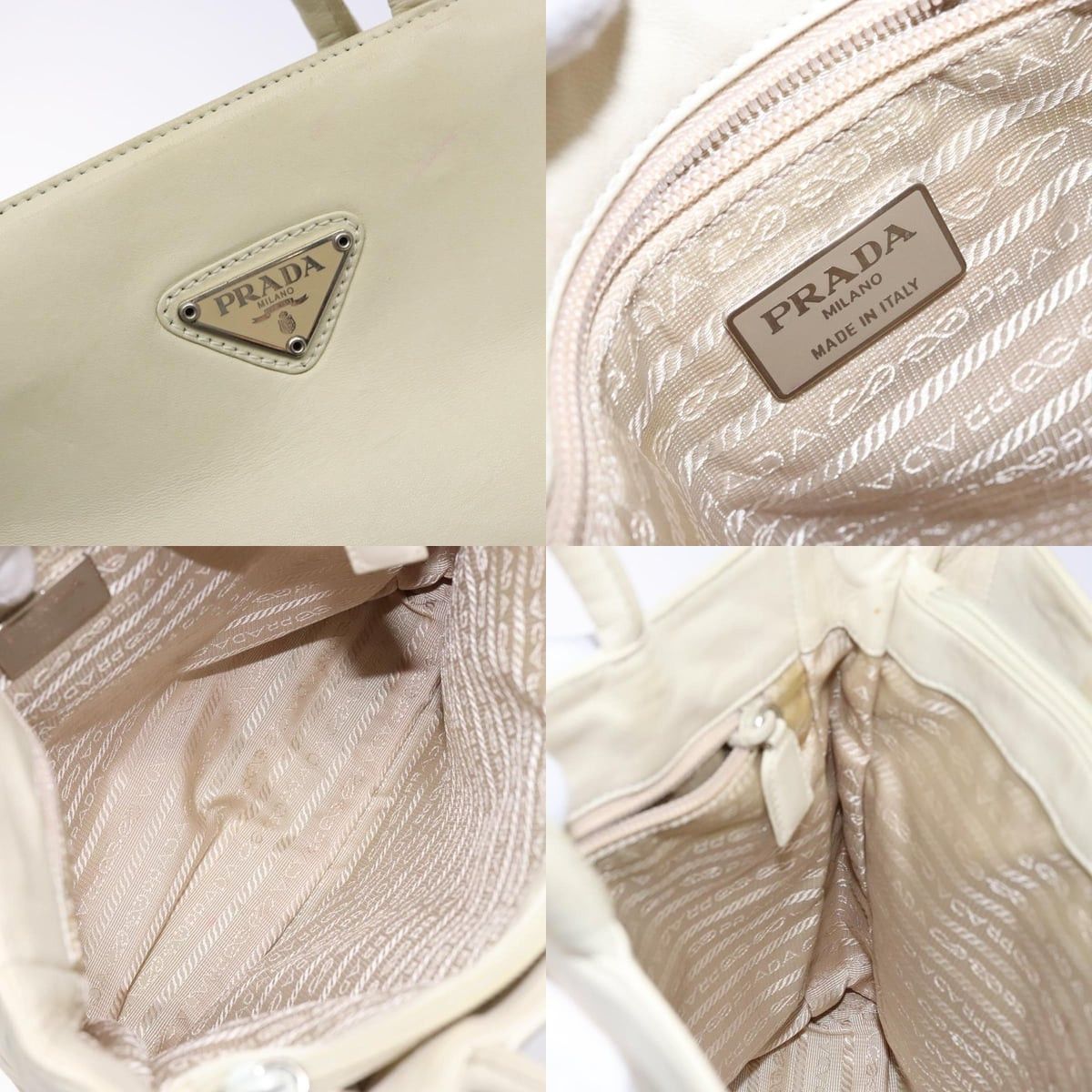 Prada PRADA Tote Bag Leather White Silver Size ONE SIZE - 11 Thumbnail