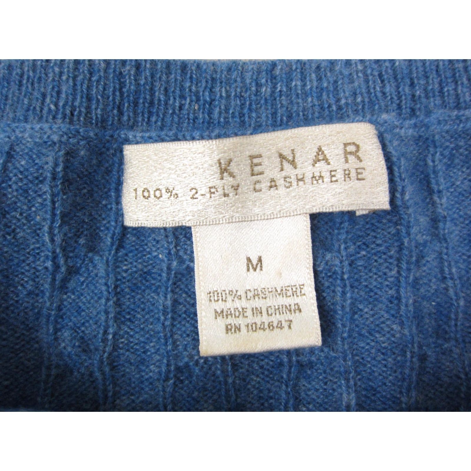 Vintage Kenar Sweater Womens Medium Blue 100% Cashmere Knit 2 Ply Vintage 90s Crew Neck Pullover Regular Knit Stylish Ladies - 90s Classic Cozy White? Size M / US 6-8 / IT 42-44 - 3 Thumbnail