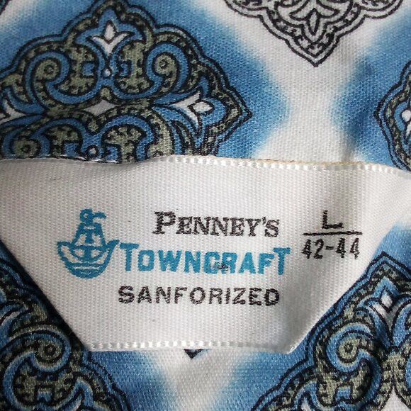 JCPenney Vintage 70s JC Penney Towncraft Tiles Button Shirt Size US L / EU 52-54 / 3 - 3 Thumbnail