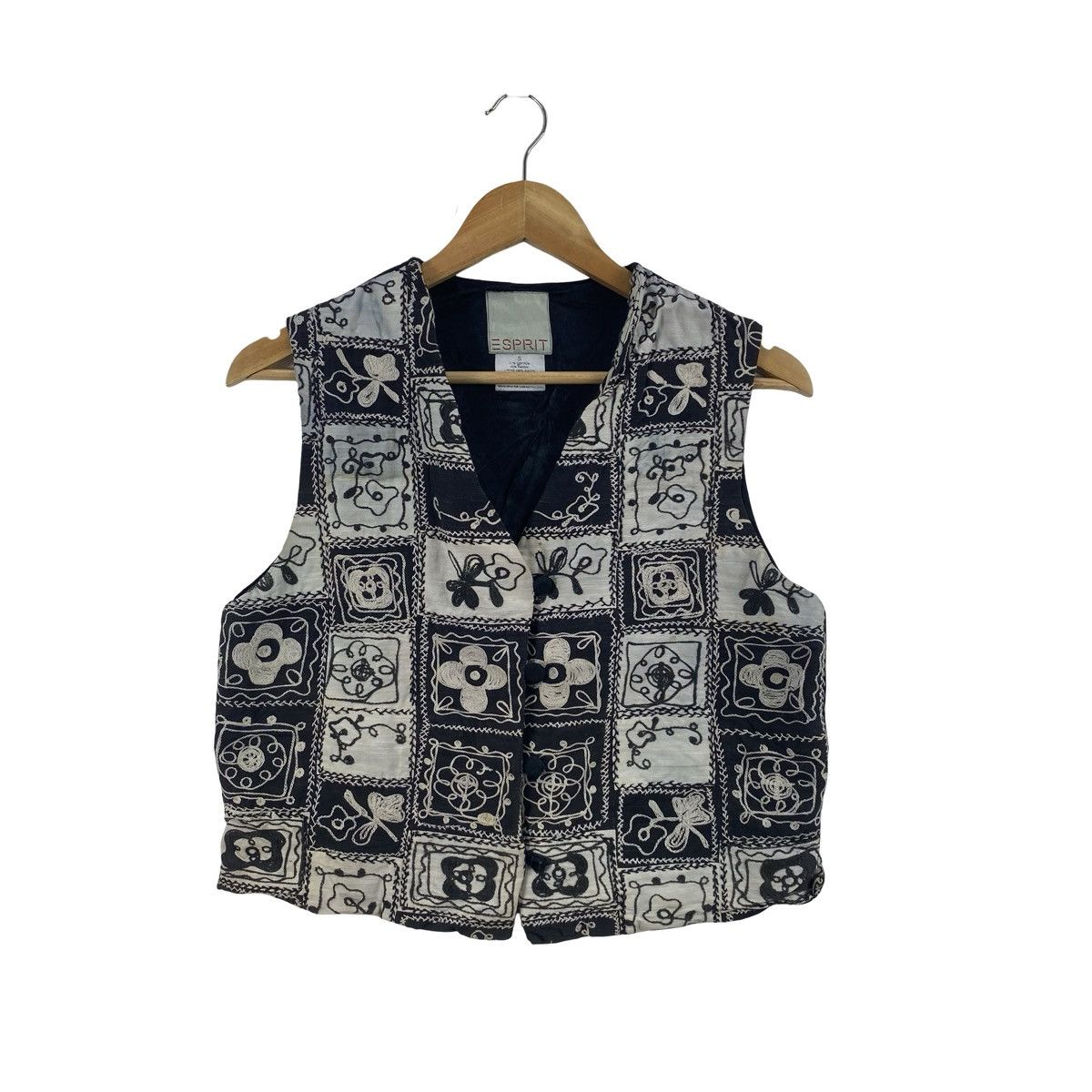 Esprit Vintage 90s ESPRIT Floral Embroidered Cropped Waistcoat Size S / US 4 / IT 40 - 3 Thumbnail