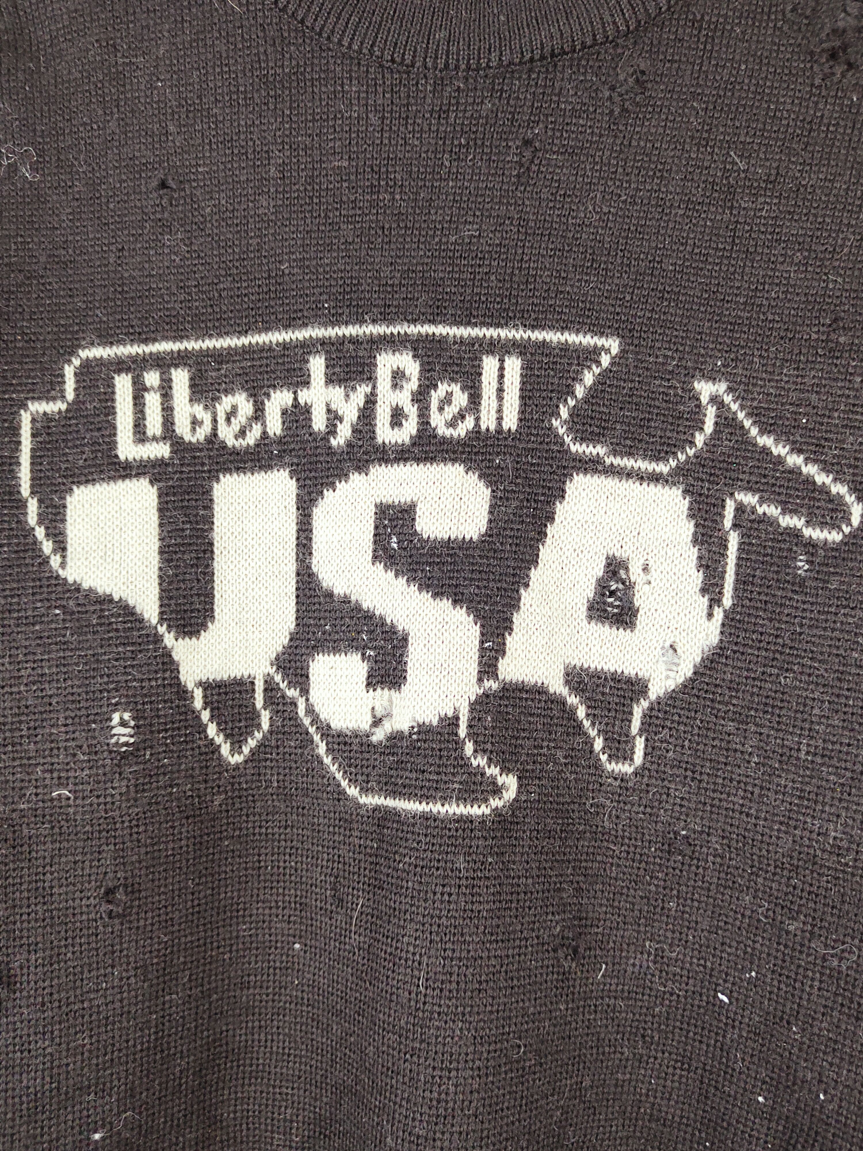 Vintage Liberty Bell vintage ripped Black Knitwear Sweatshirts #W472 Size US S / EU 44-46 / 1 - 5 Thumbnail